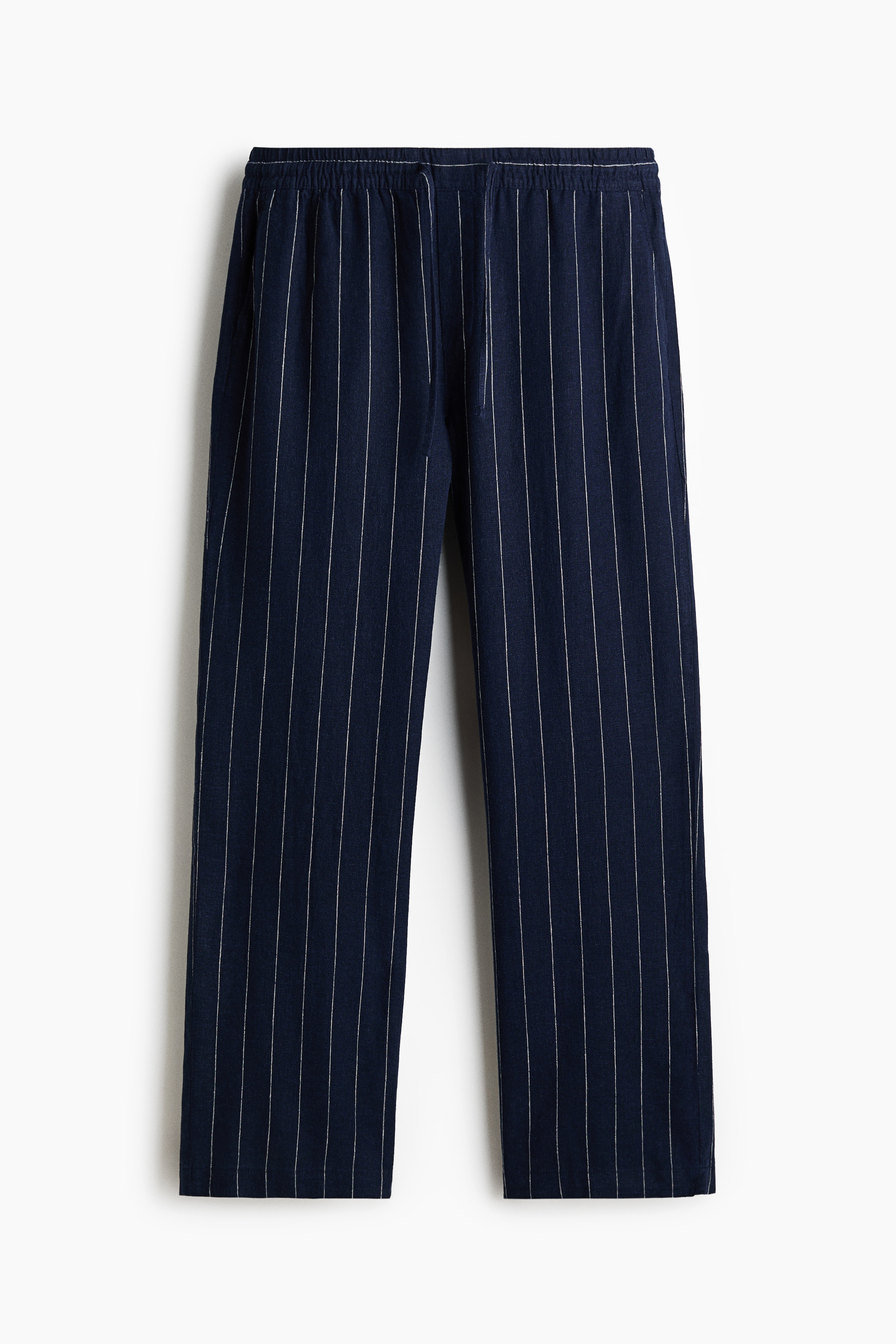 Relaxed-Fit Linen-Blend Pants - Navy blue/striped/Black/Light brown/White/striped/White