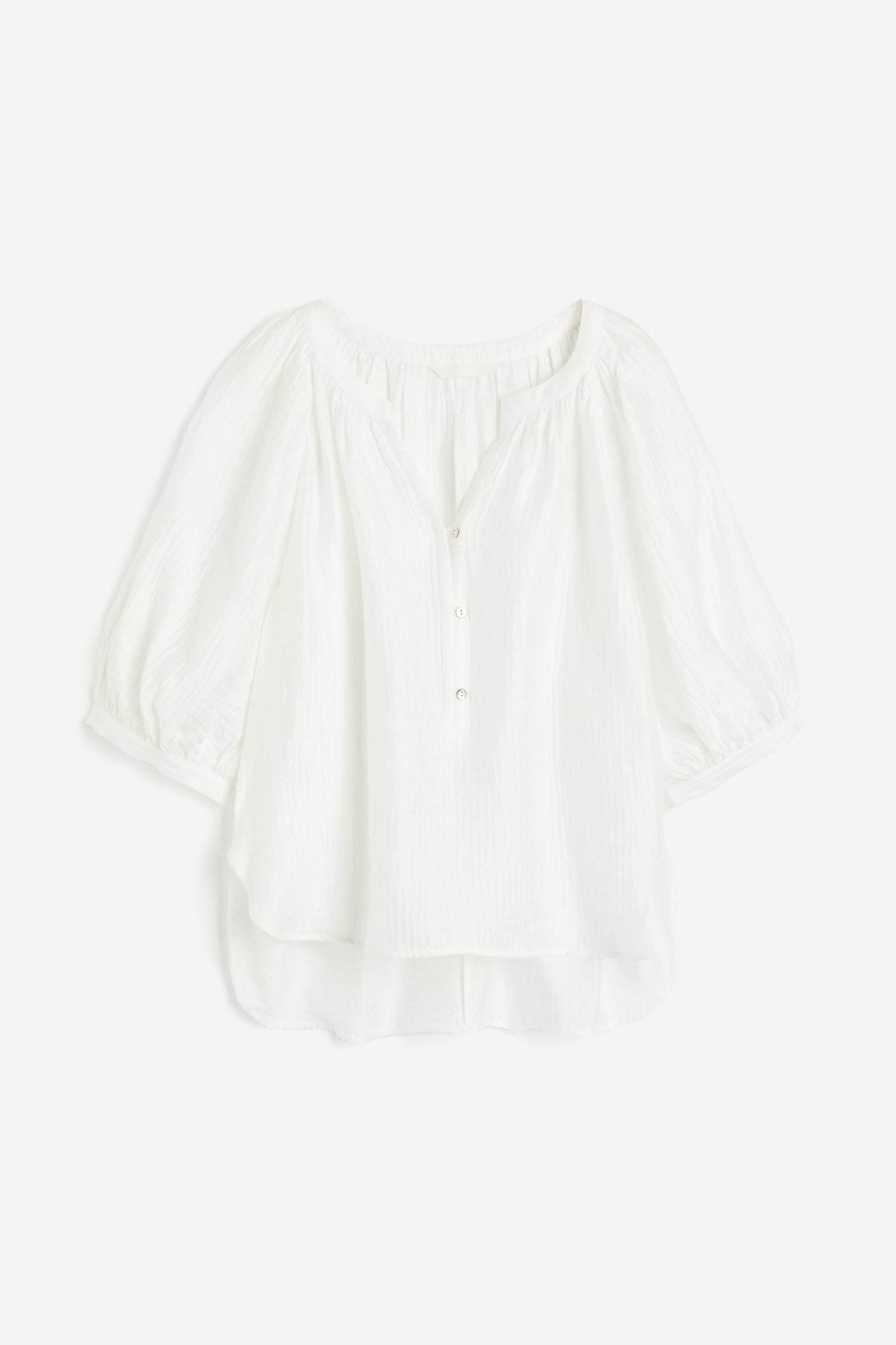 Crinkled blouse - White/Light yellow/Black - 1