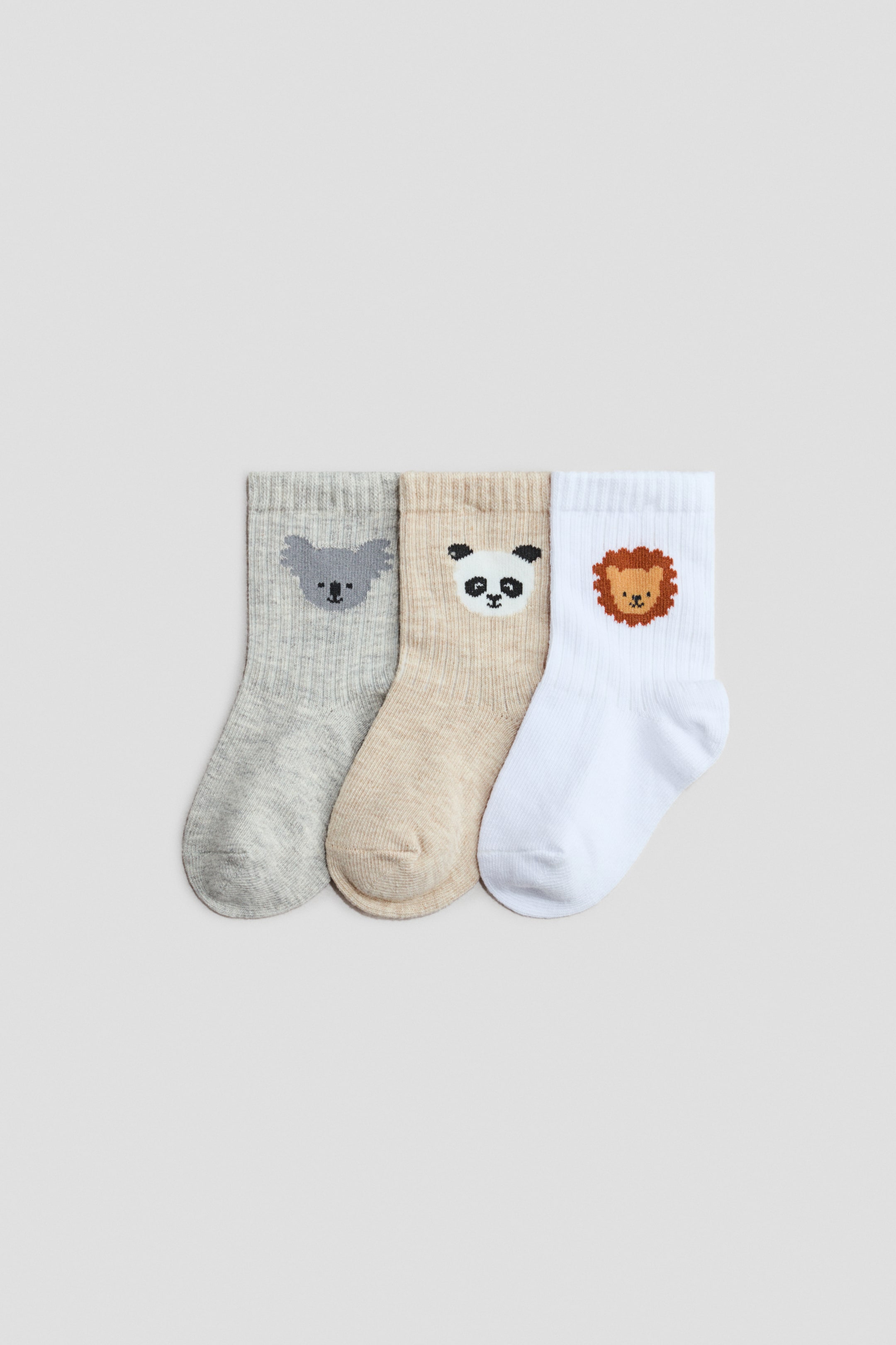 Ampliar la imagen: 3-pack de calcetines - Beige/Animales - Kids | H&M MX 1