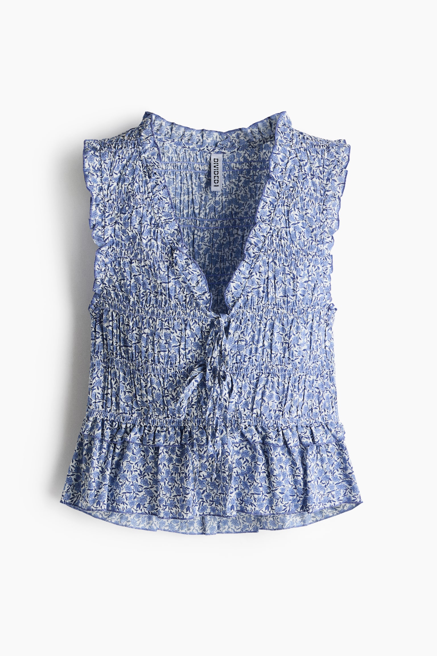 Tie-detail smocked top - 2