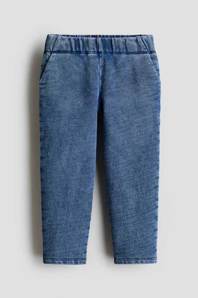 Denim-Look Cotton Joggers - Dark blue - 1