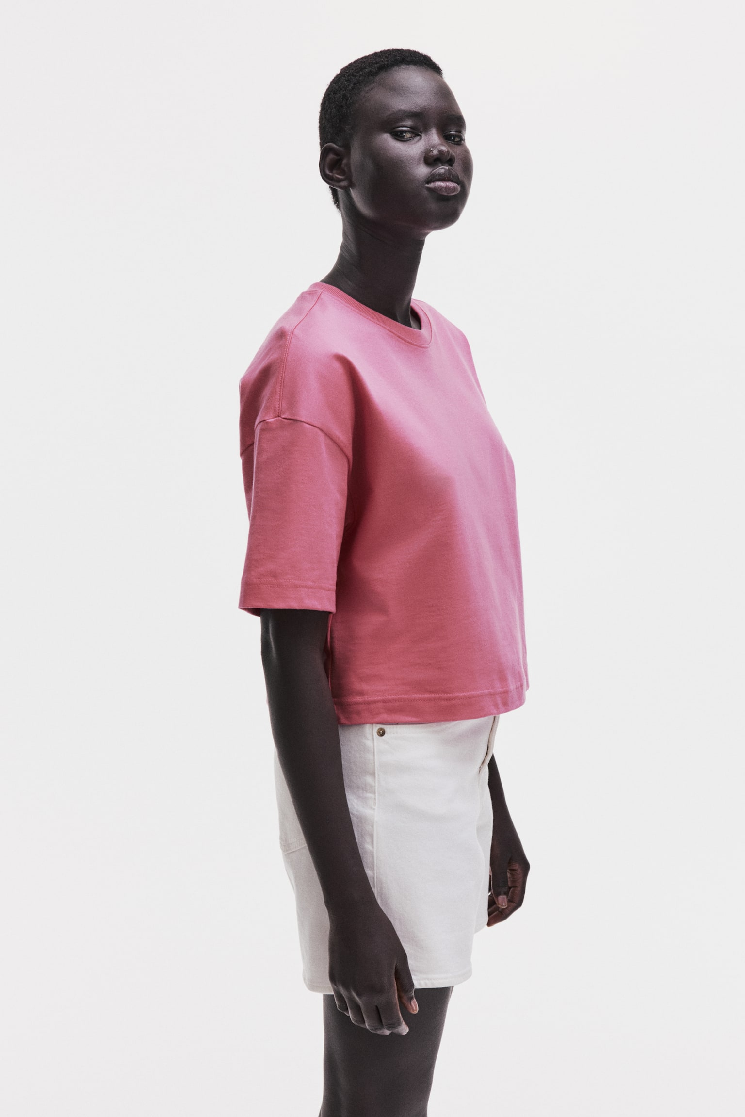 Boxy T-shirt - Pink/Yellow/Light turquoise/White/Blue-grey - 2