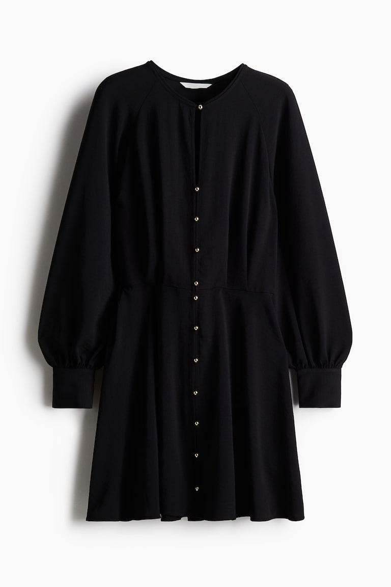 Ladies - Black/White Patterned Long-Sleeved Dress - Size: XS - H&M Ladies - Black/White Patterned Long-Sleeved Dress - Size: XS - H&M