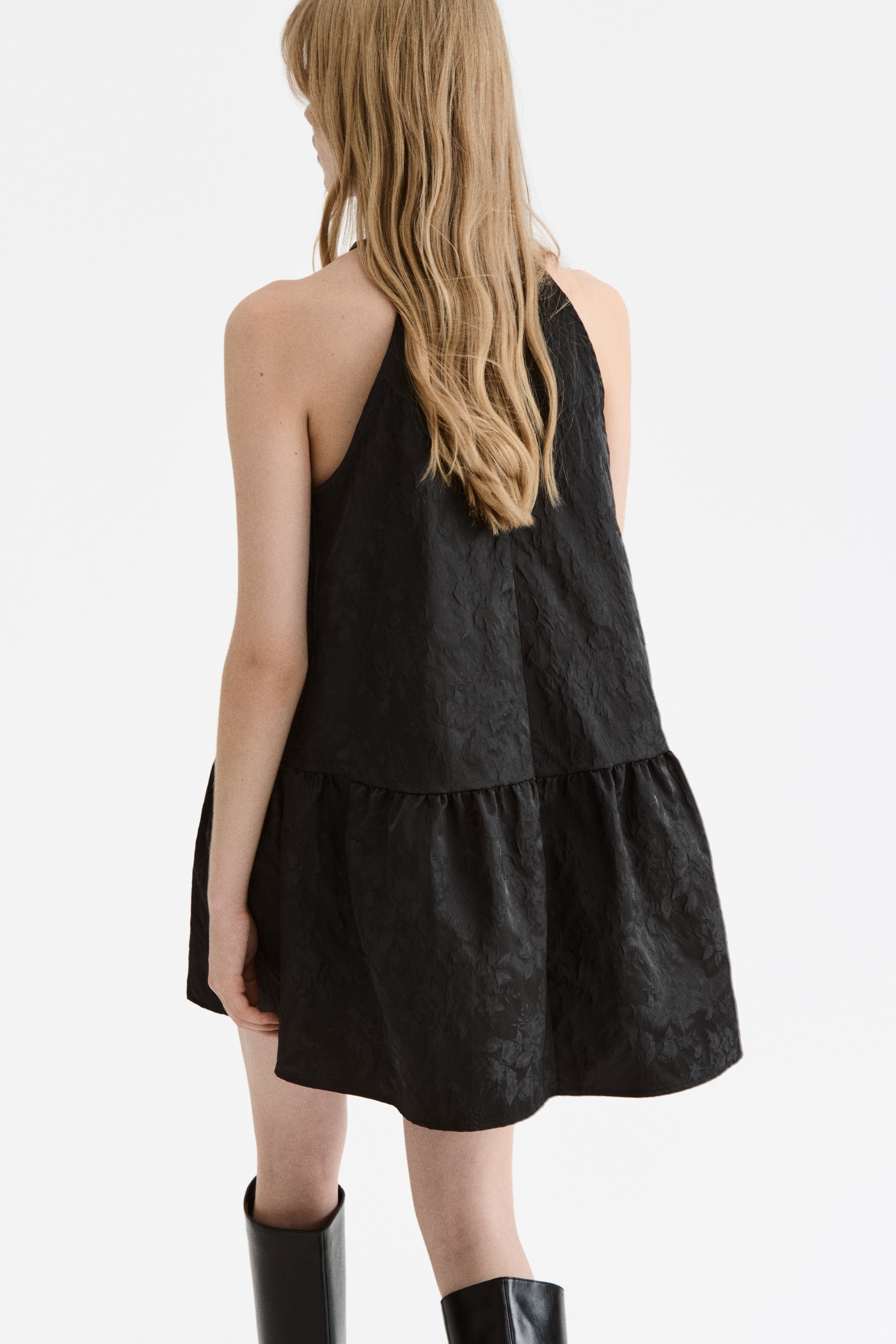 Ladies - Black Jacquard-Weave Dress - Size: S - H&M