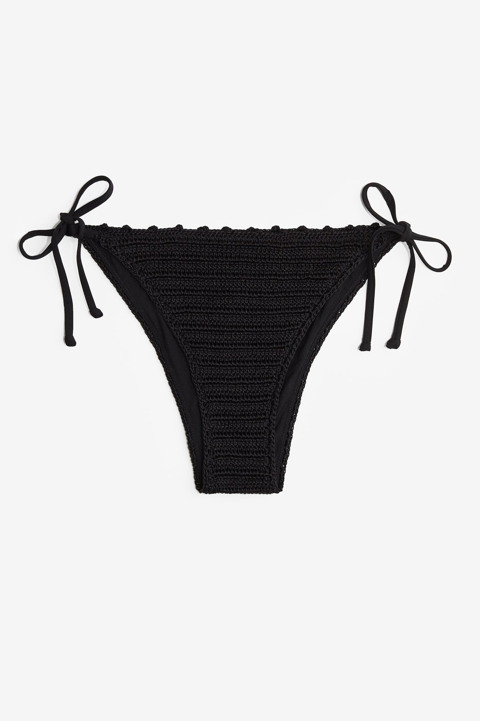 Crochet Look Tie Tanga Bikini Bottoms - Black - 2