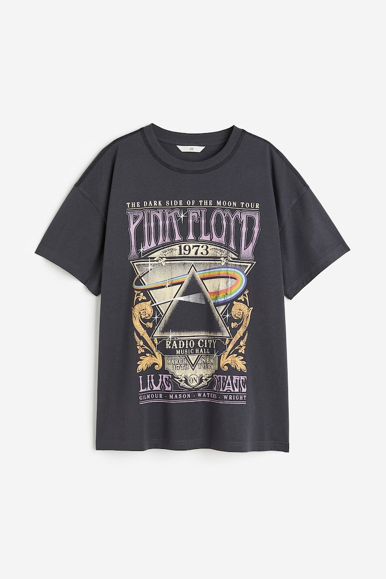Oversized printed T-shirt Dark grey/Pink Floyd Ladies H&M GB