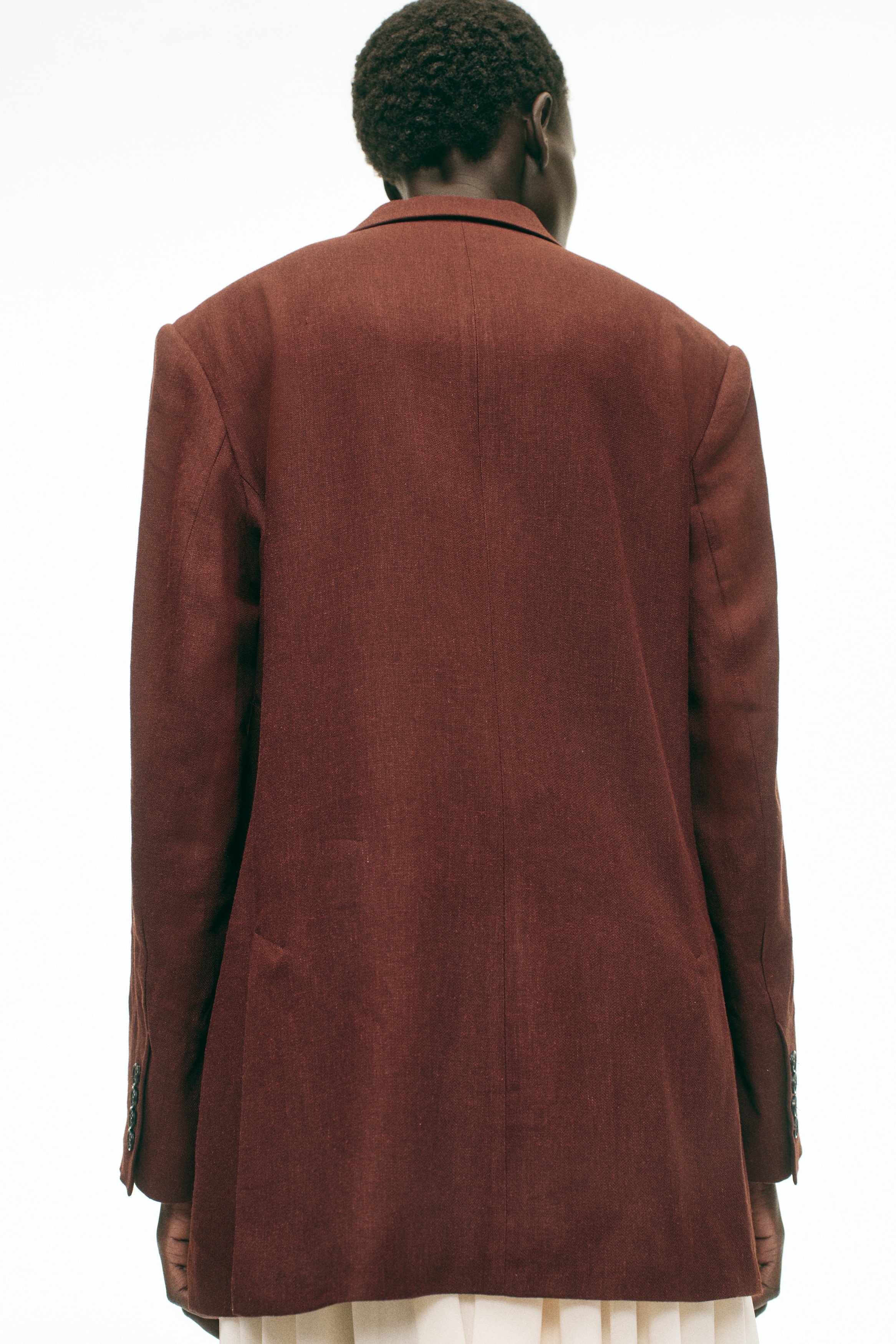 Linen-blend blazer