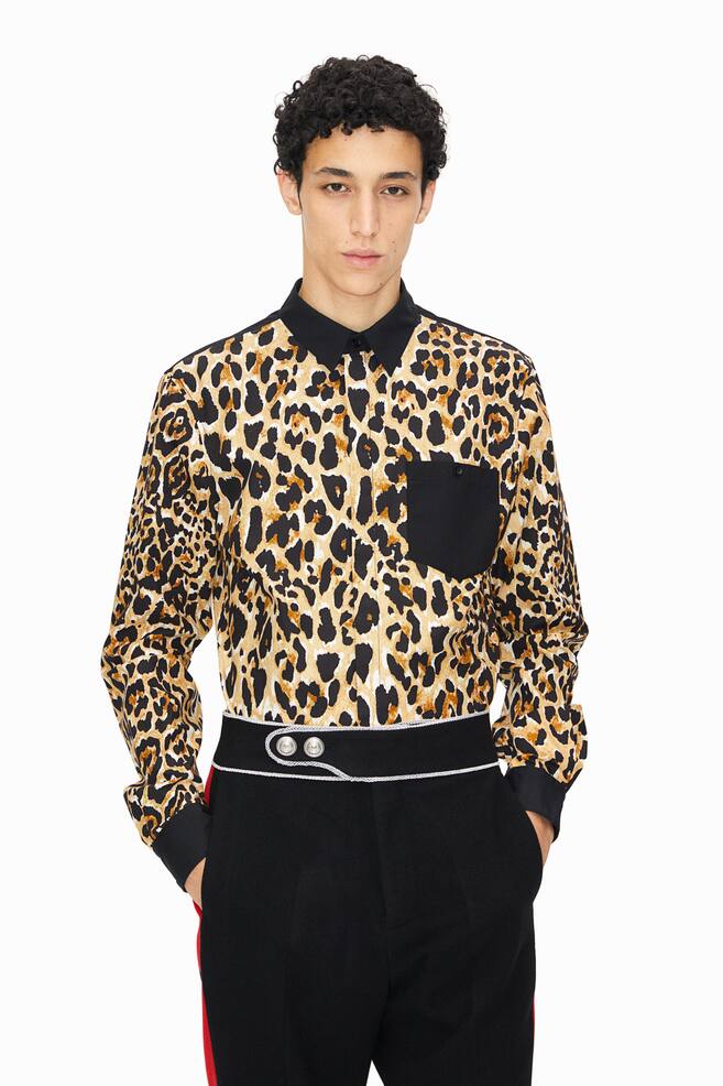 Leopardmønstret skjorte - Beige/Leopardmønstret - 1