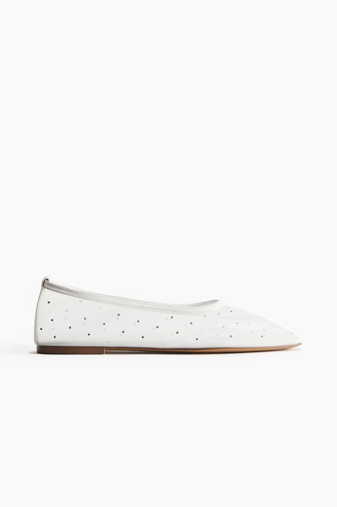 Rhinestone-embellished ballet flats - White/Rust red - 1