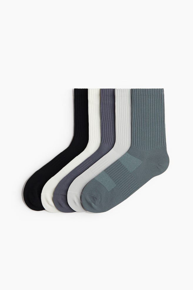 5-pack sports socks with DryMove™ - Grey/Turquoise/Black - 1