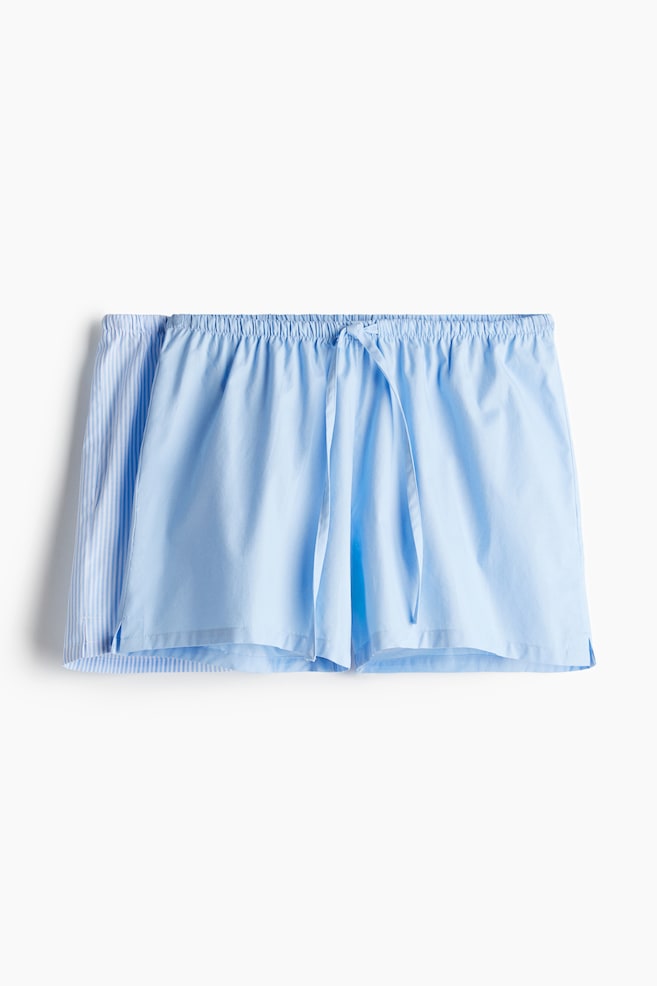 2-Pack Pajama Shorts - Light blue/striped/White/pink floral/Light blue/striped - 1