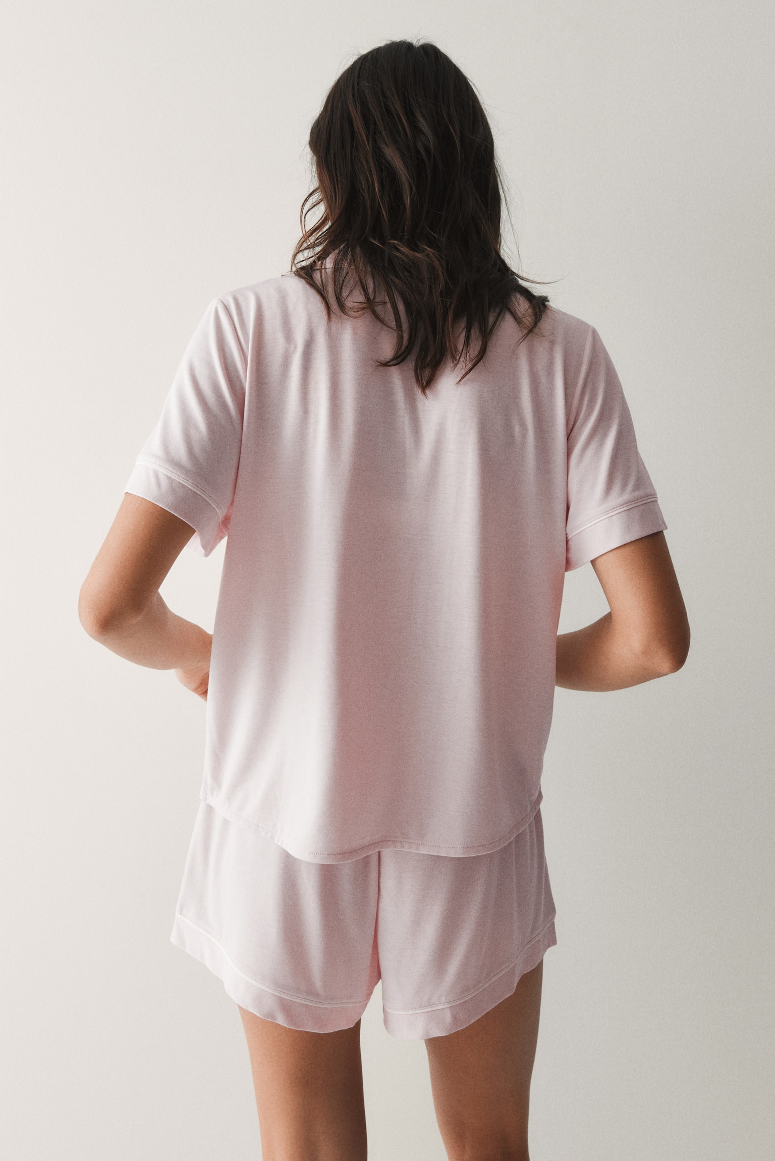 Viscose-blend pyjamas - Light pink/Black/Cream/Rust brown - 3