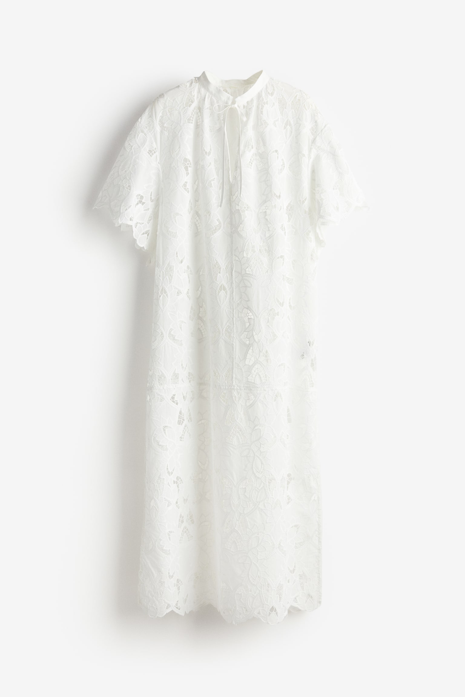 Robe caftan avec broderie anglaise - Blanc - 2