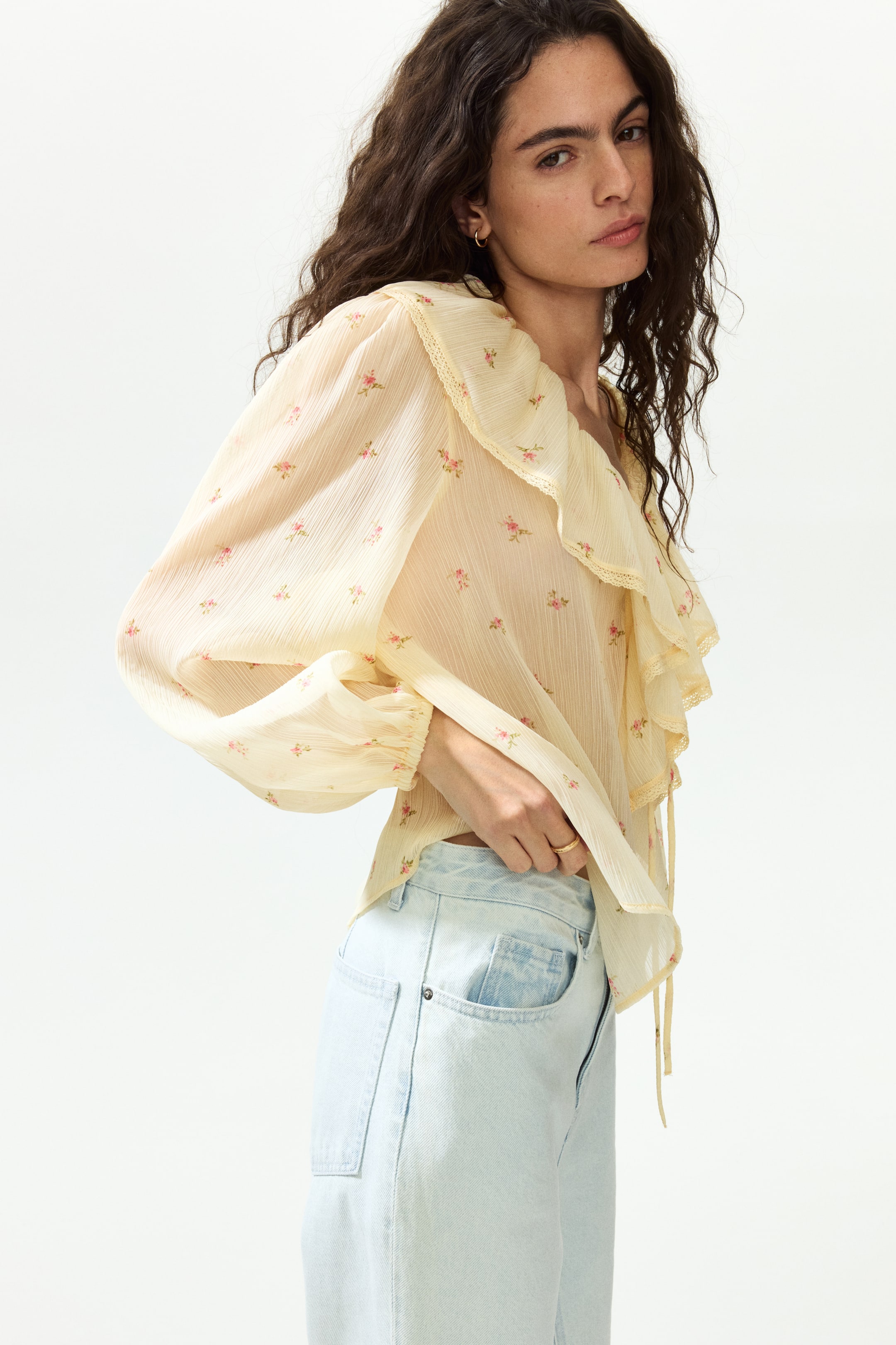 Blouse en mousseline froissée