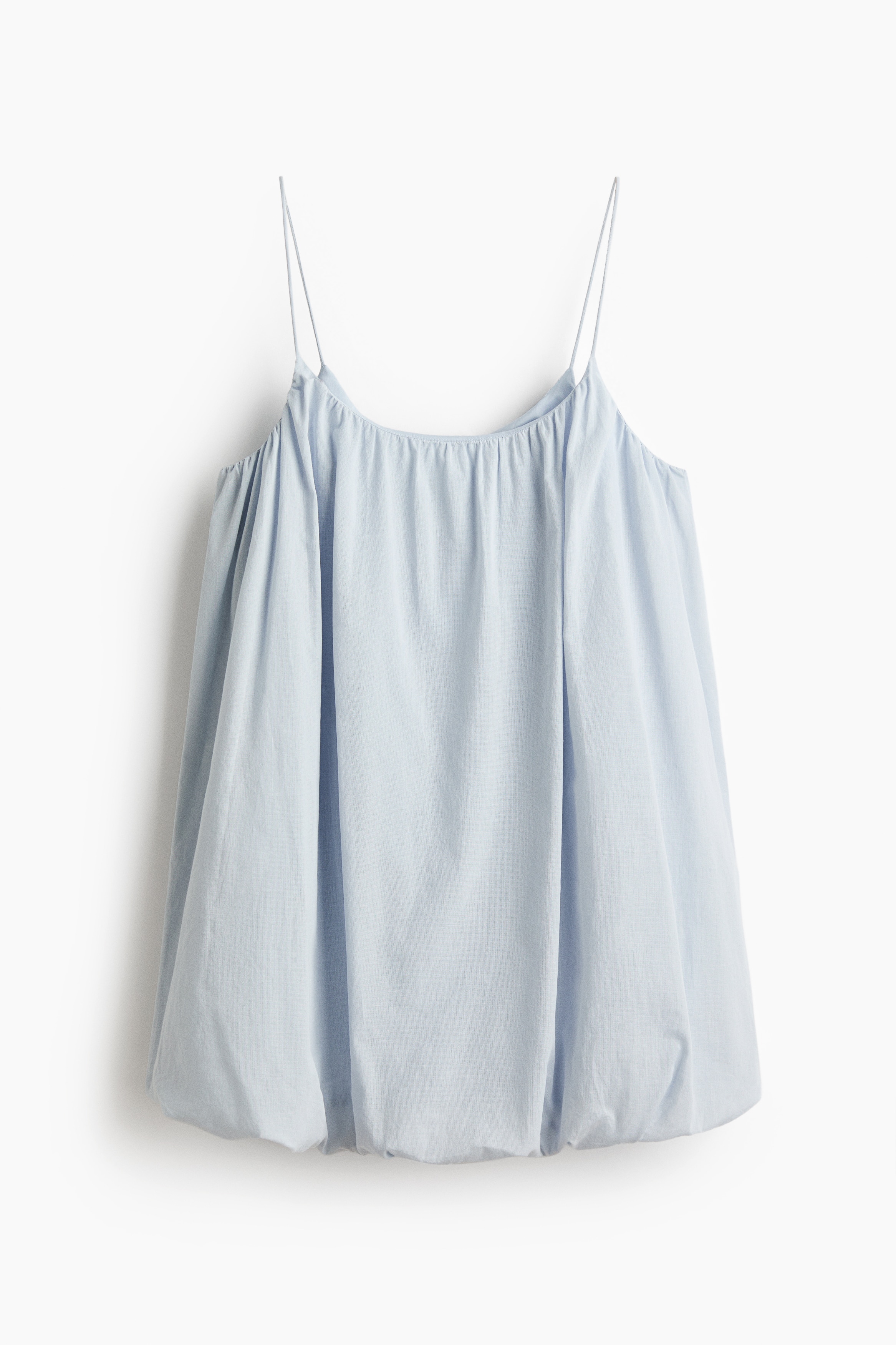 Bubble-hem strappy dress - Light blue/Red