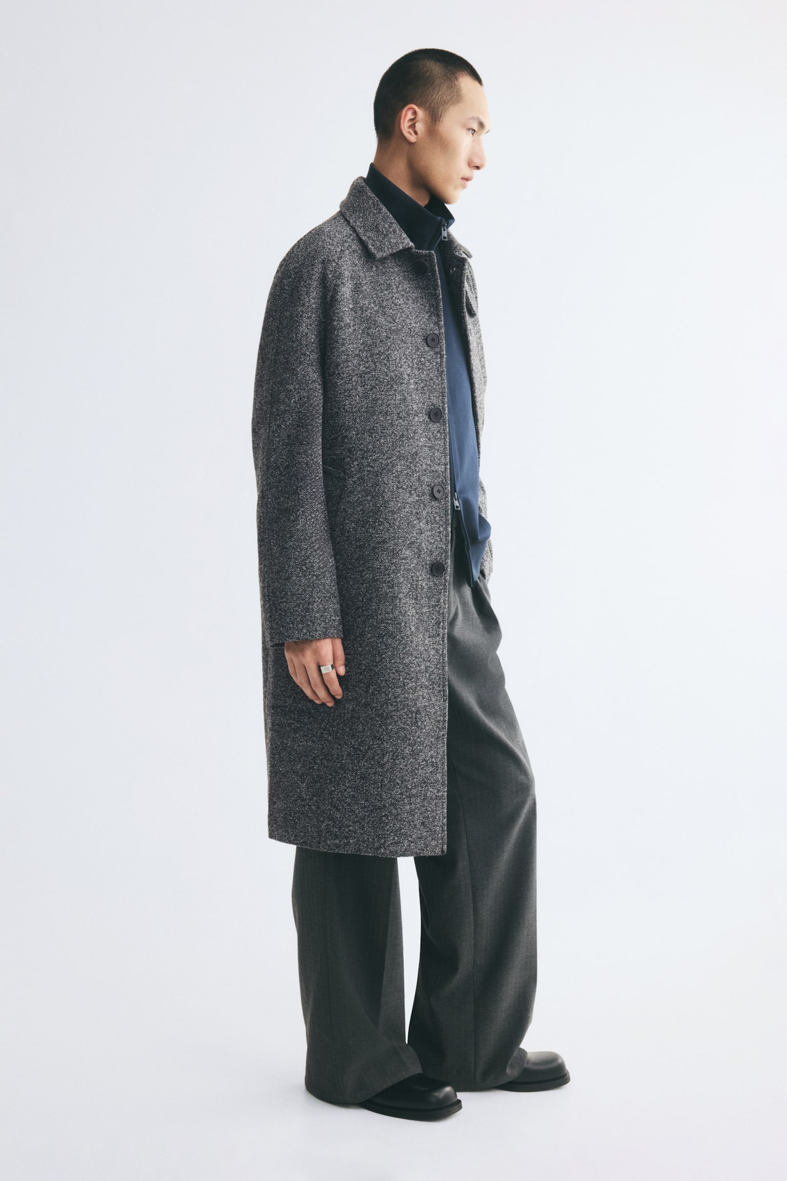 Мужское пальто H&M Wool-Blend Car, цвет: Серый меланжевый — фото 6