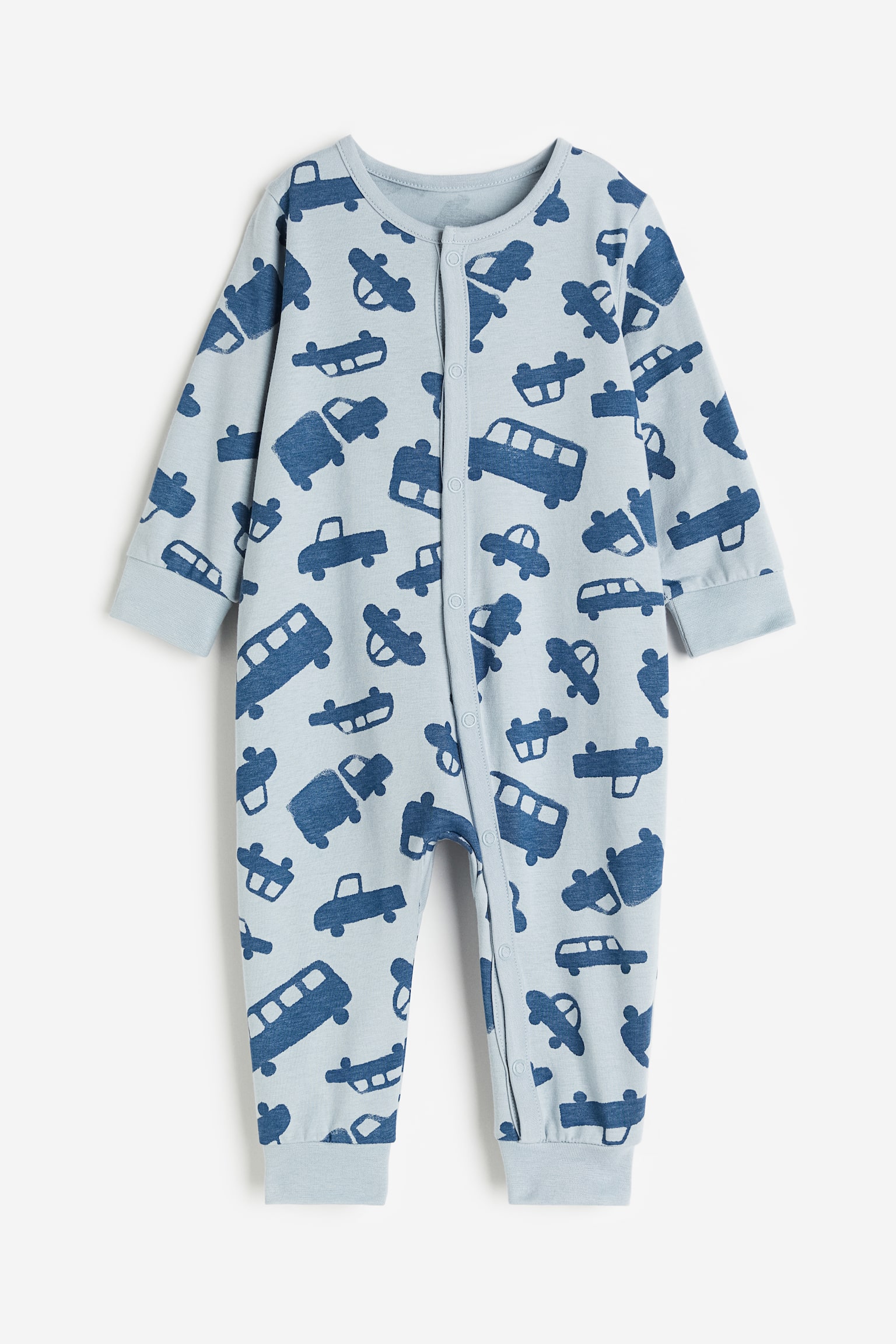 Printed sleepsuit - Light blue/Vehicles - 1