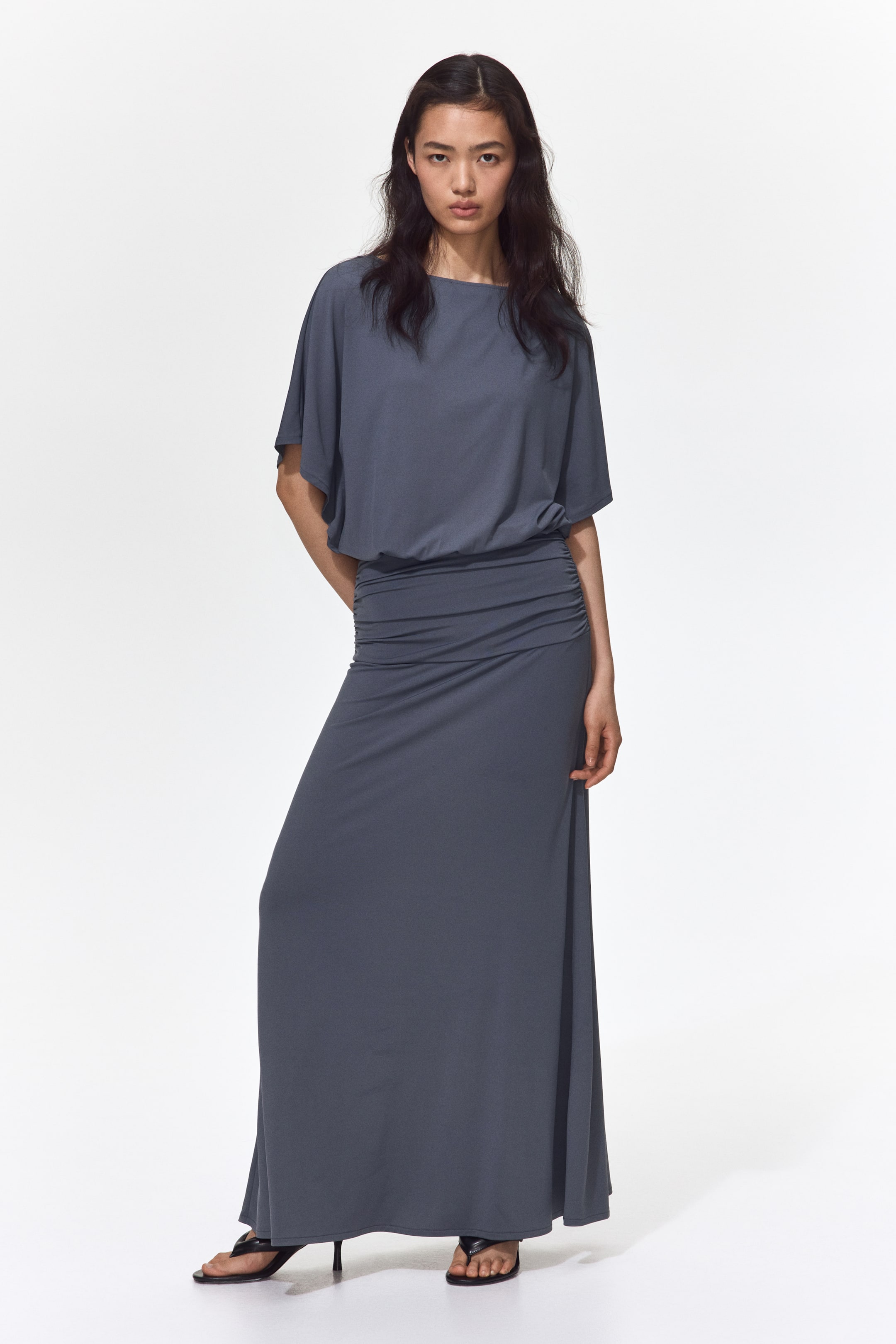 Robe maxi à effet drapé
