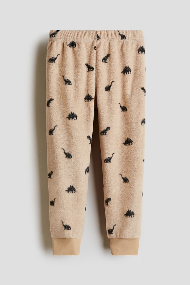 Fleecehose - Beige/Dinosaurier/Hellrosa/Leopardenmuster - 1