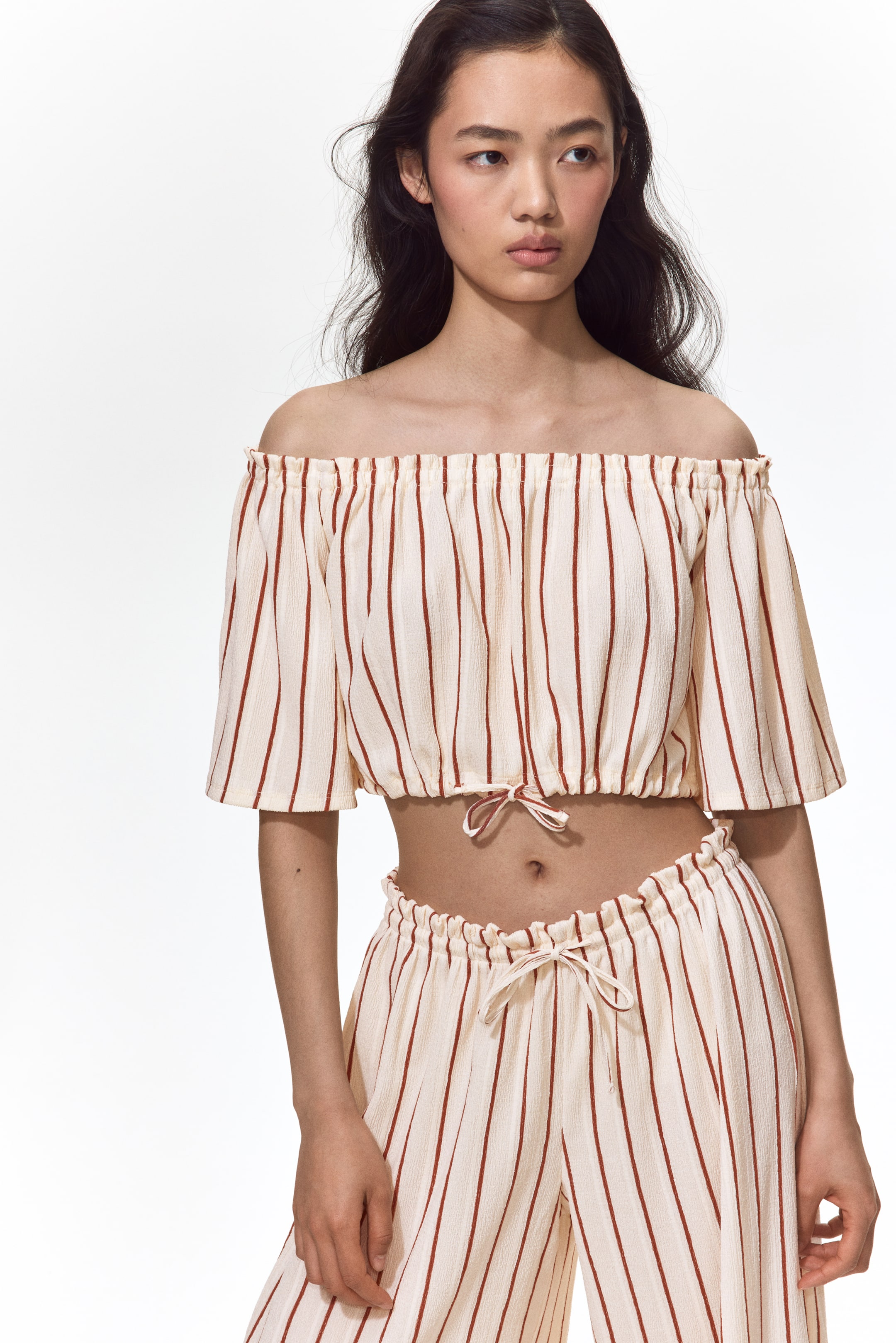 Crinkled Off-the-Shoulder Top