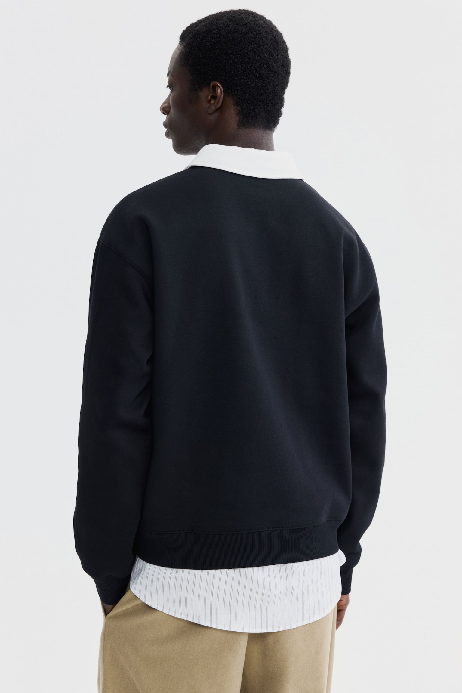 Μακρυμάνικη μπλούζα polo Loose Fit - Μαύρο/colour blocking/Γκρι μελανζέ/colour blocking - 6