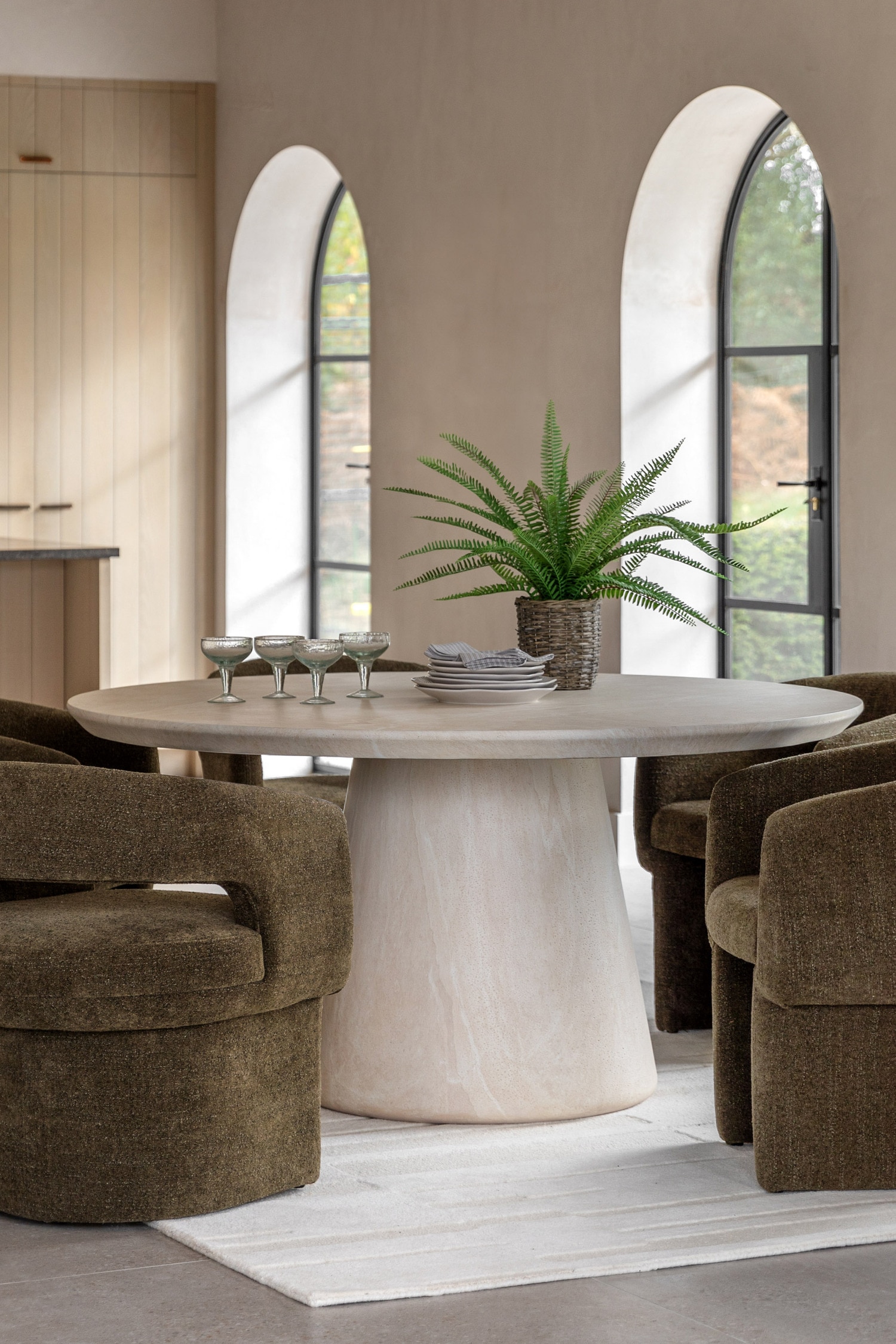 Travertine Finish Dining Table - Small