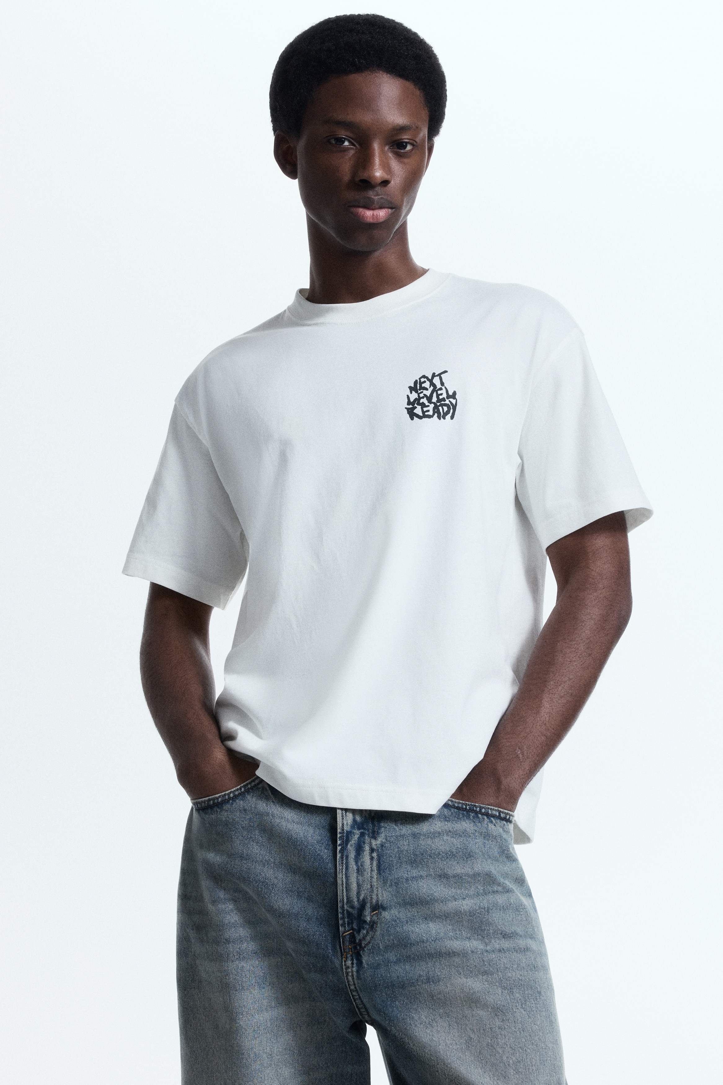 Loose Fit Printed T-shirt - White/Next Level Ready - Men | H&M US