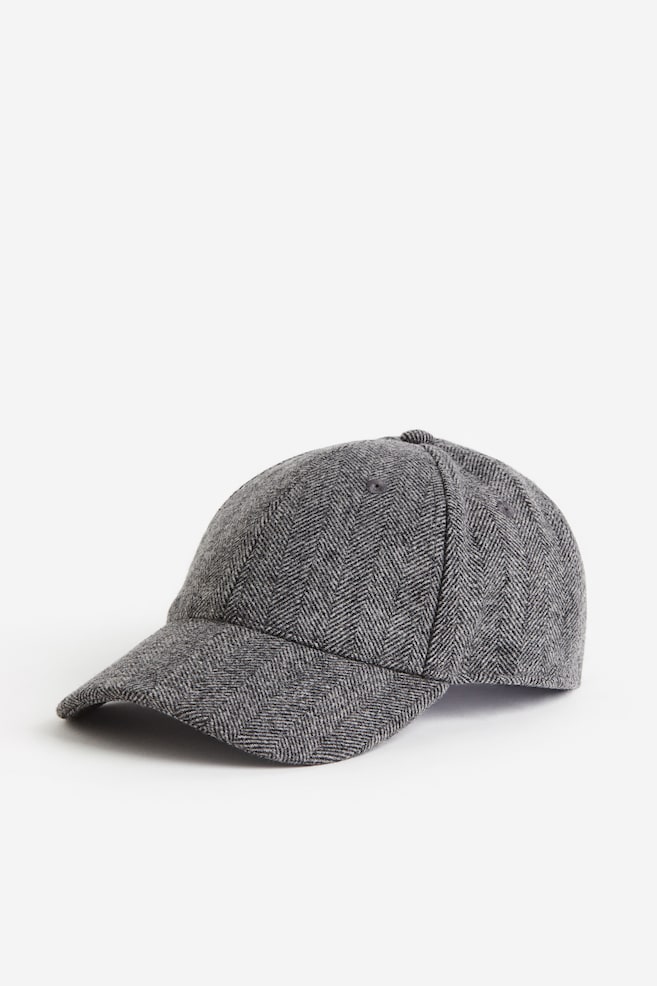 Wool-blend cap - Dark grey/Beige/Checked - 2