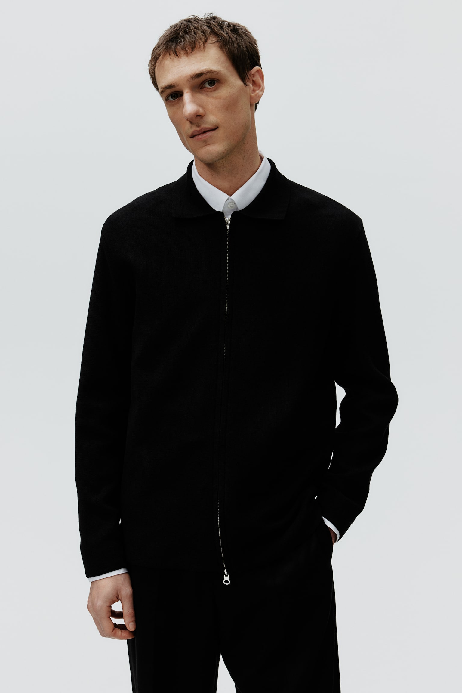 Regular Fit Zip-through cardigan - Black - 5