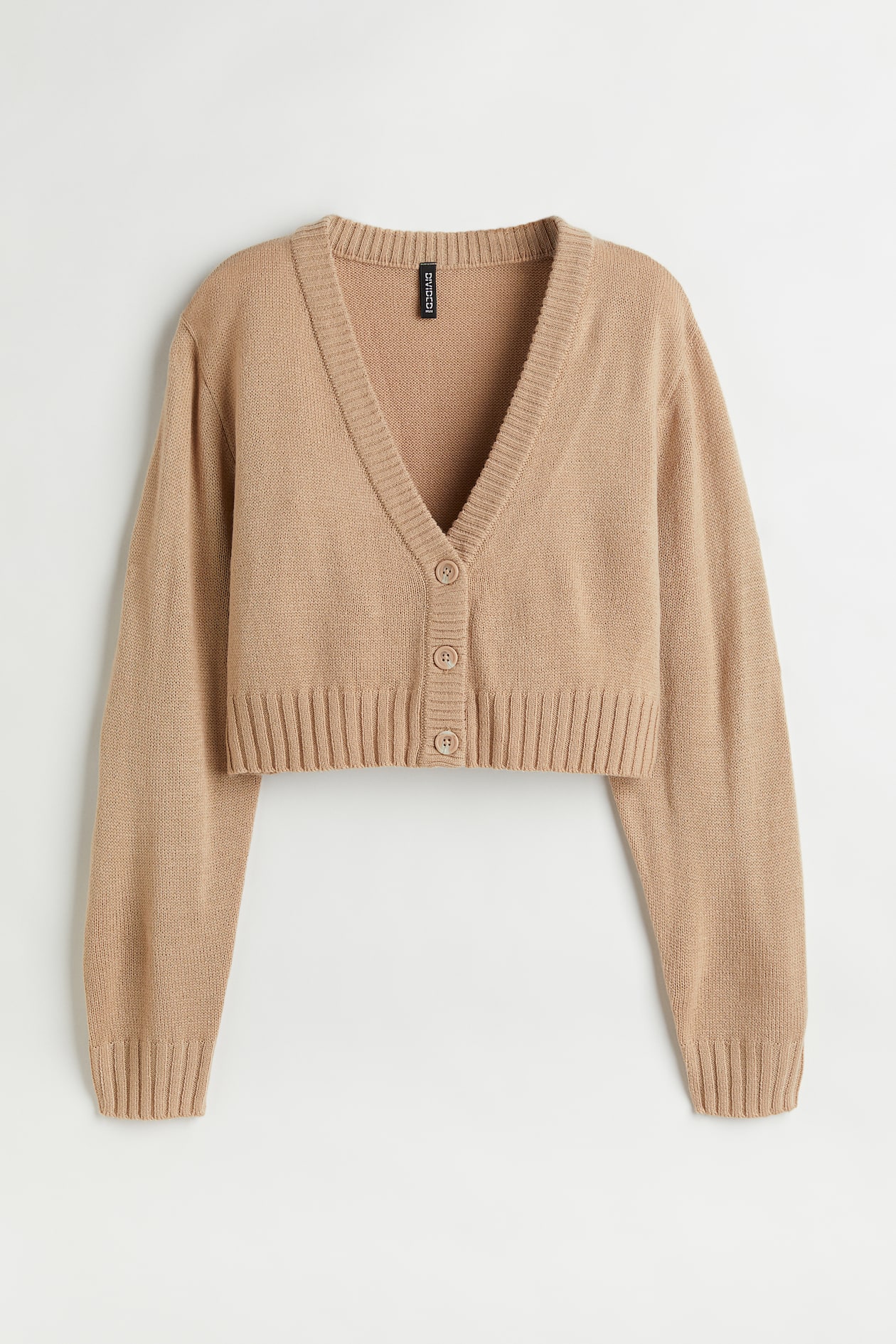 Short Cardigan - V-neck - Long sleeve - Beige - Ladies | H&M US