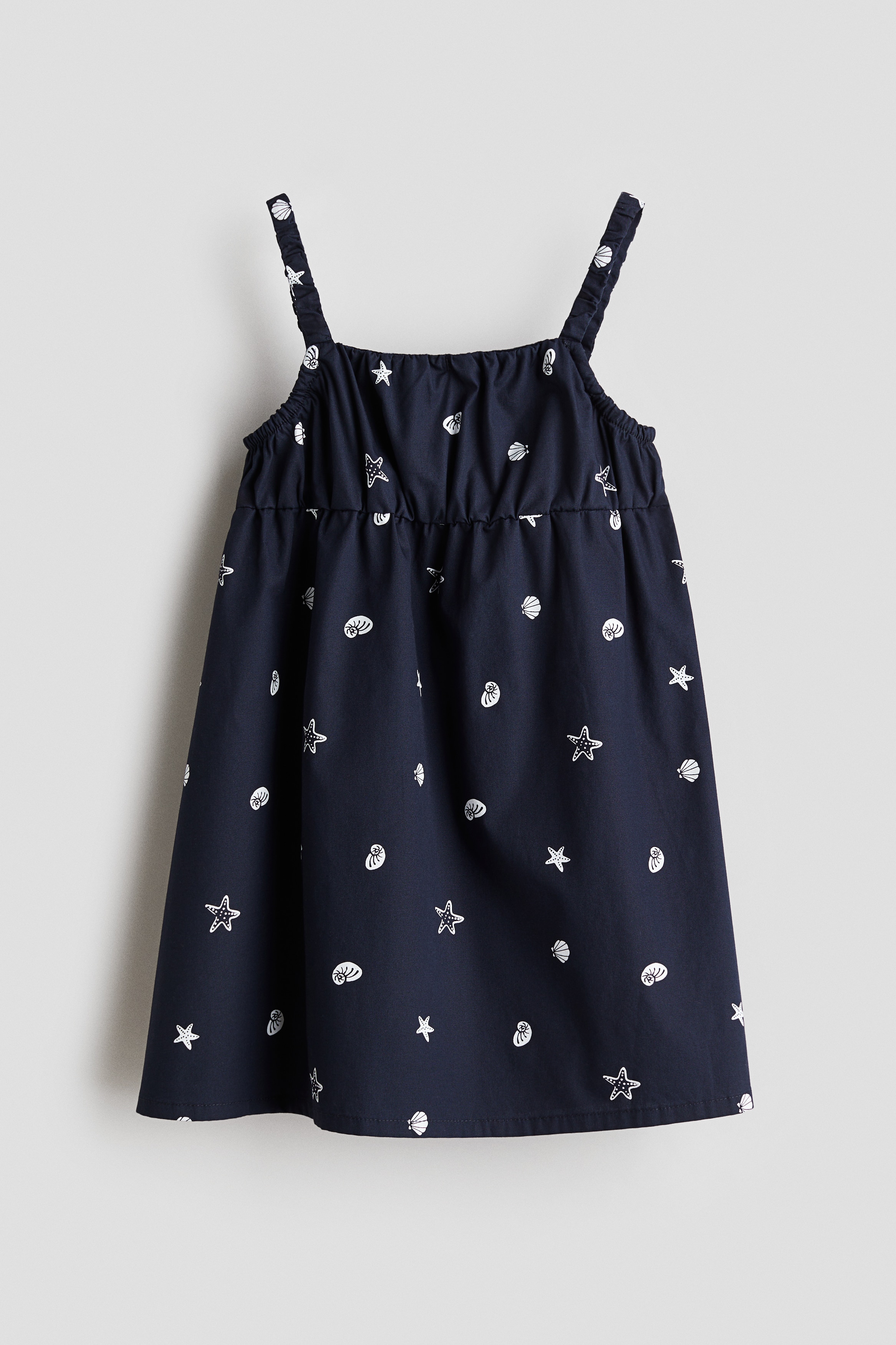 Cotton Poplin Strappy Dress - Navy blue/seashells/Light pink/seashells