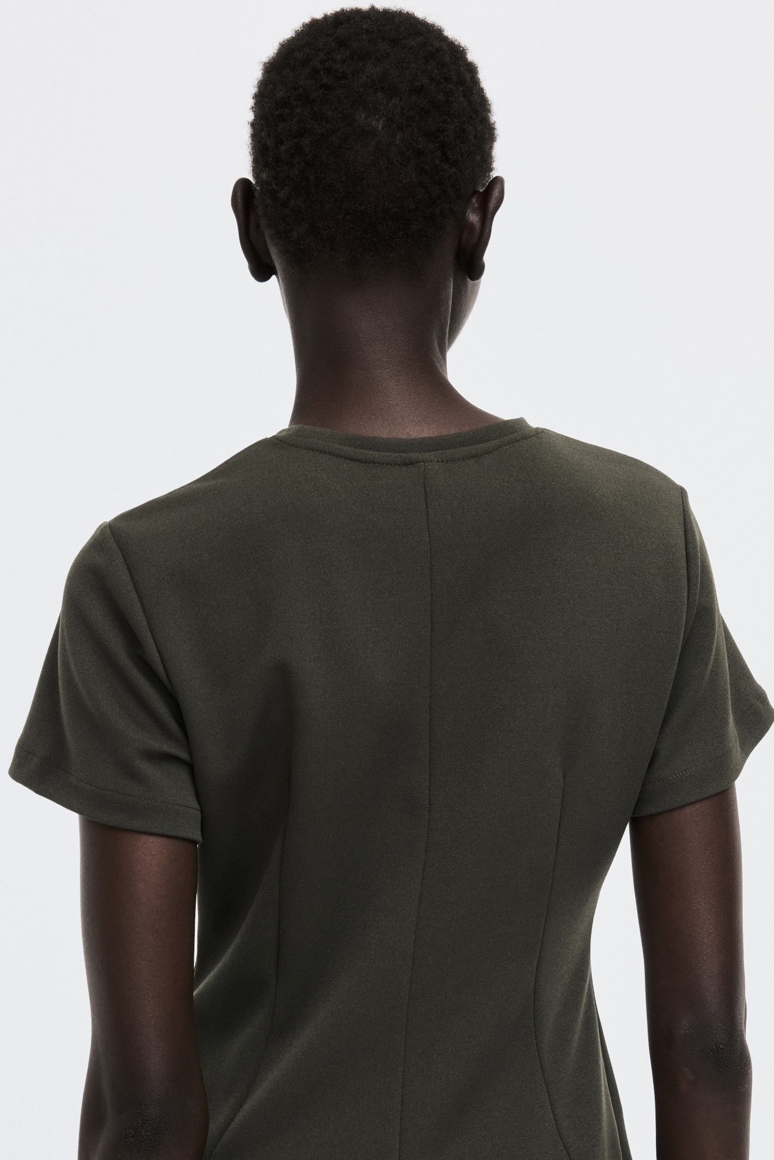 Defined-Waist Top - Dark green/White/Dusty pink - 6