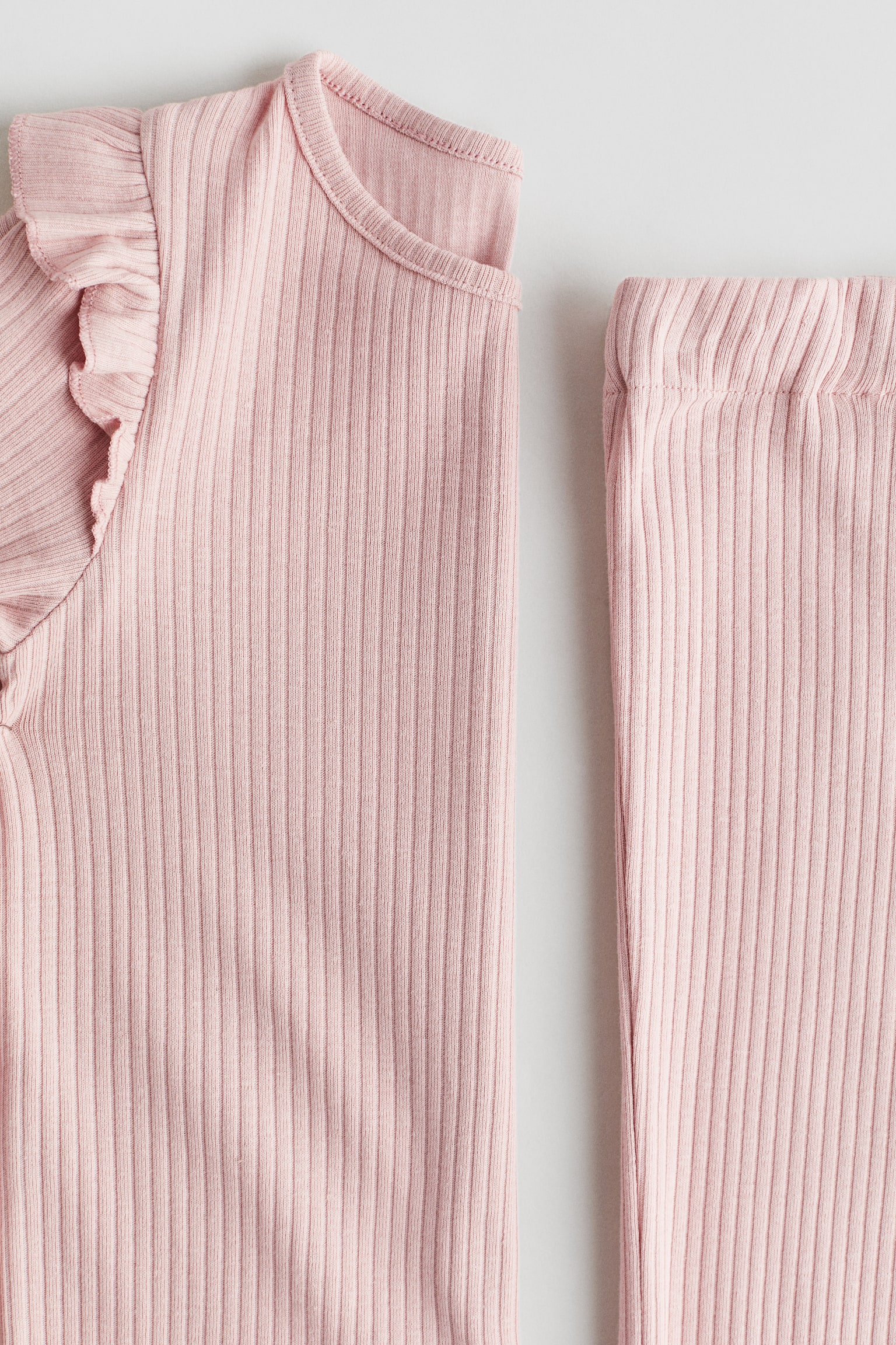 Детские комплекты H&M 2-Piece Ribbed Cotton Set, цвет: Светлый розовый — фото 2