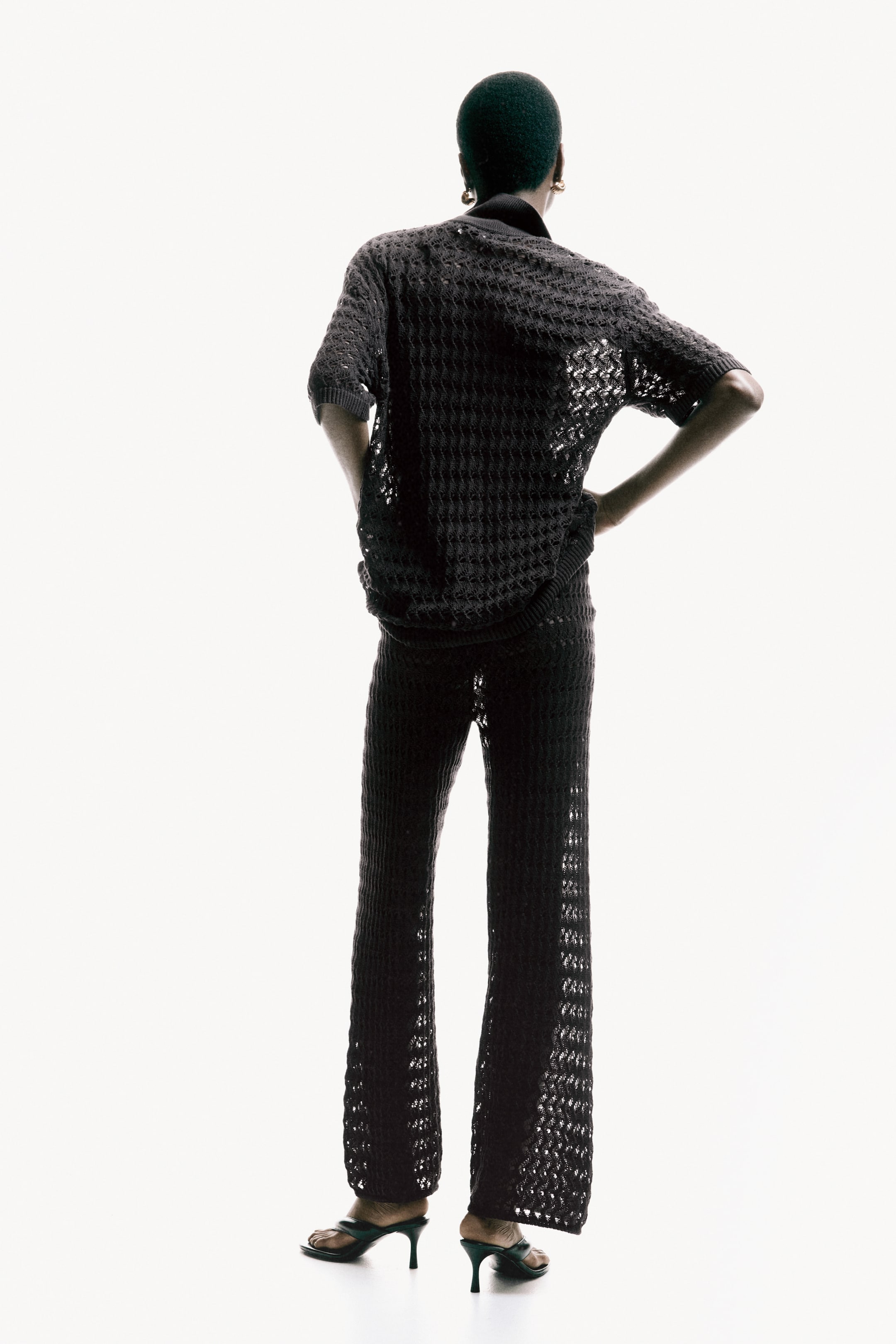 Crochet-Look Cotton Pants