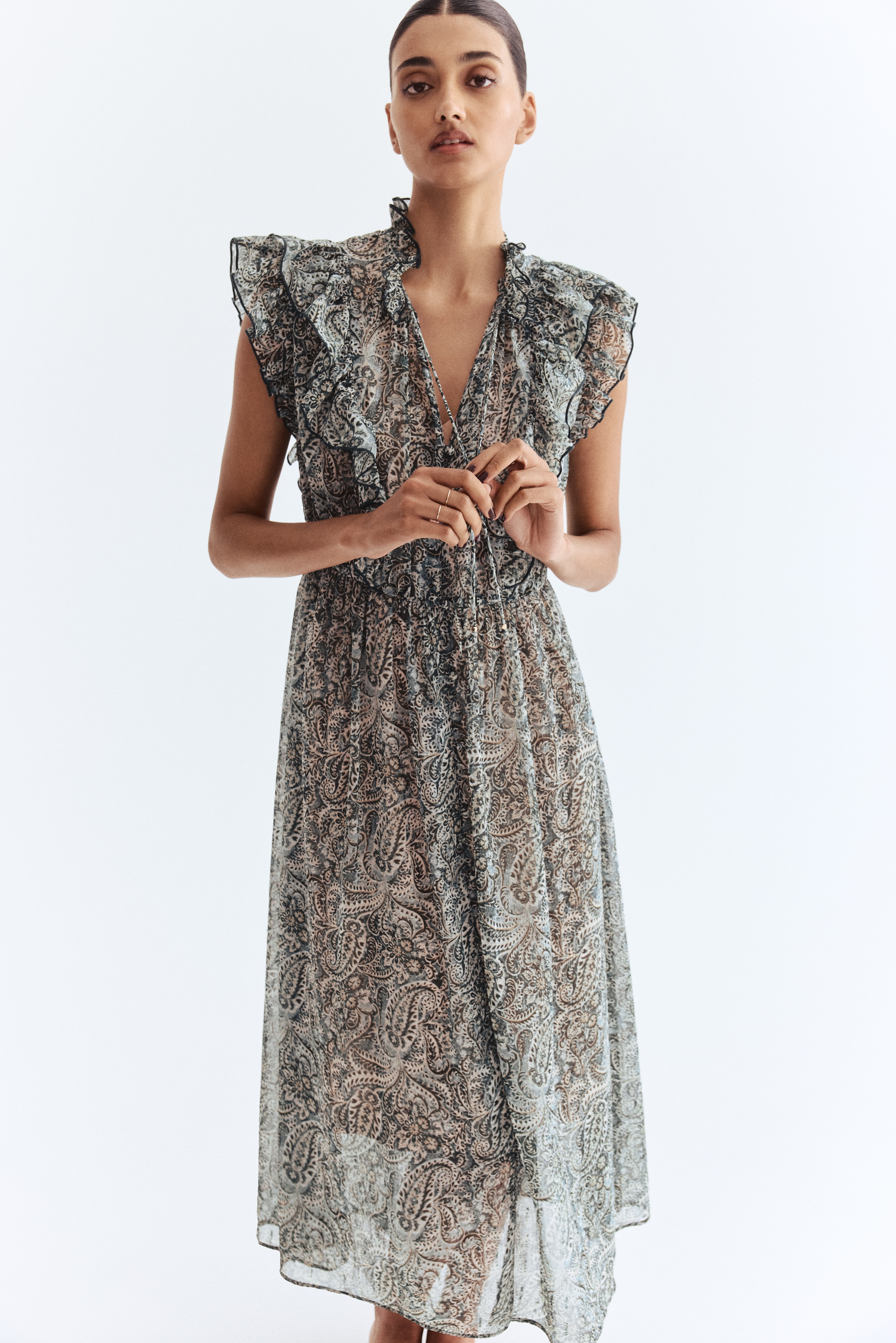 Frill-trimmed dress