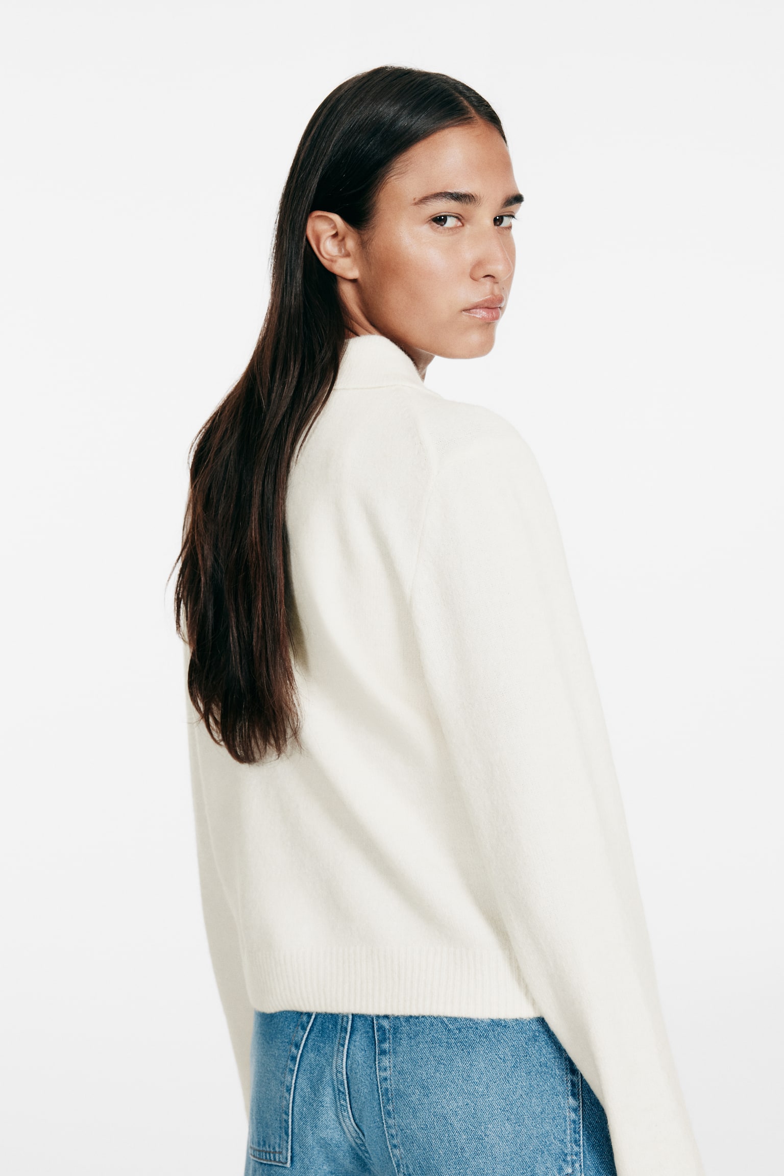 Kardigan z kołnierzykiem - Kremowy/Różowy melanż - 6