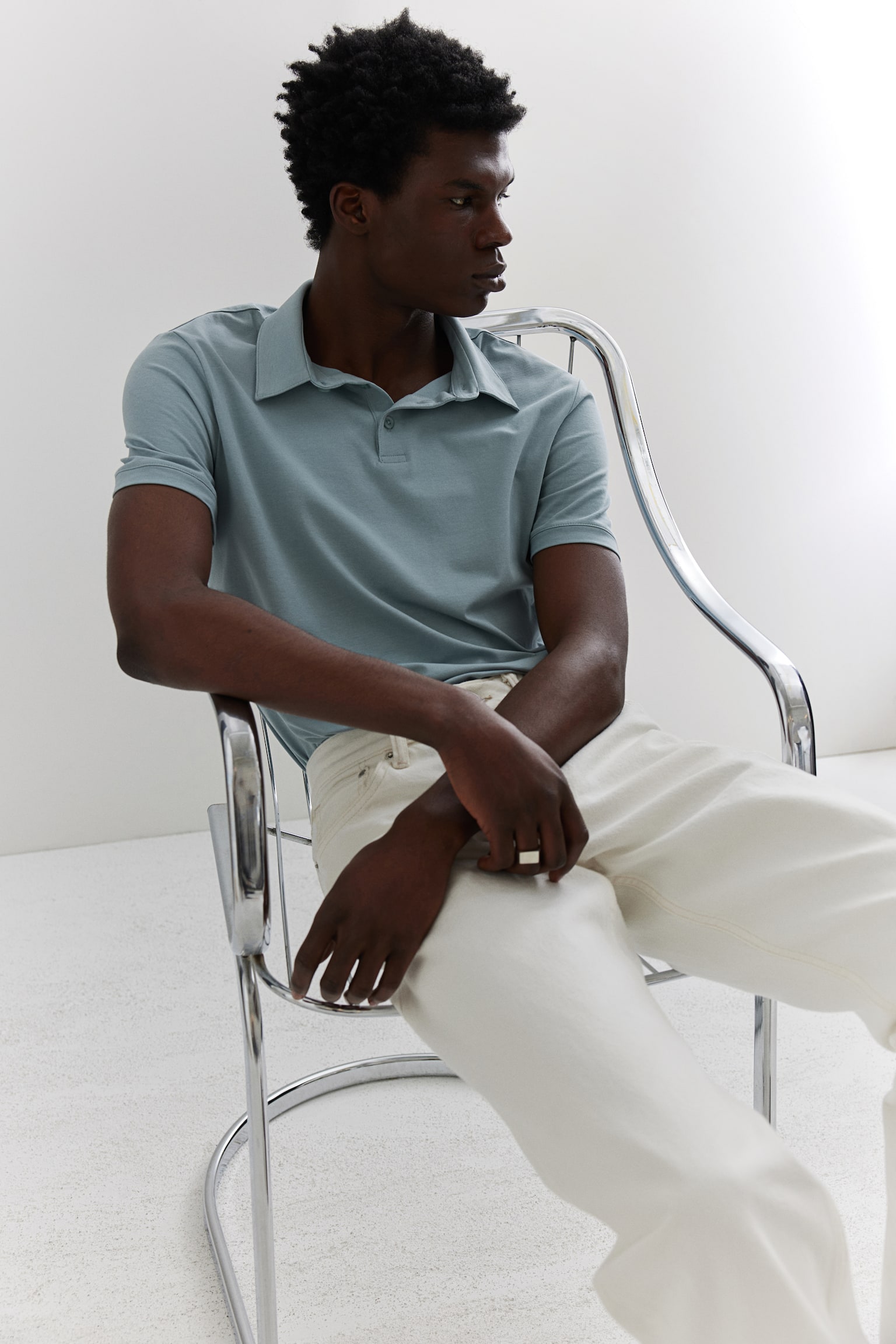 Slim Fit Polo Shirt - Turquoise/White/Black/Light beige/Pink - 4