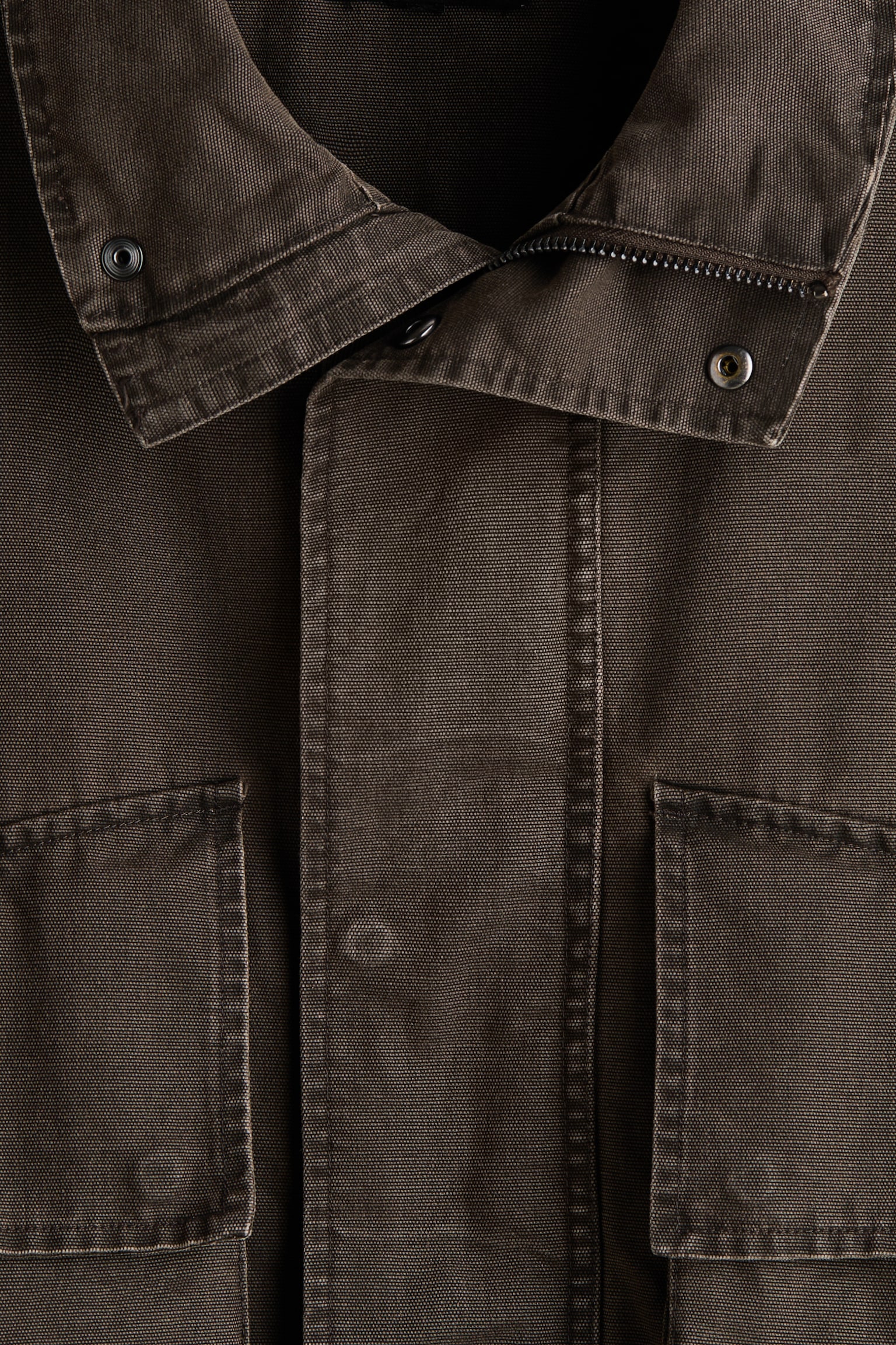 スタンドカラージャケット - ダークカーキグリーン - 7