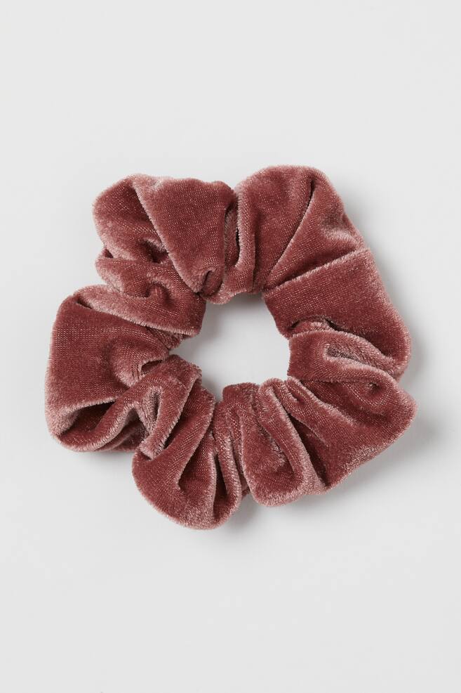 Hårstrikk i velour - Pudderrosa - 1