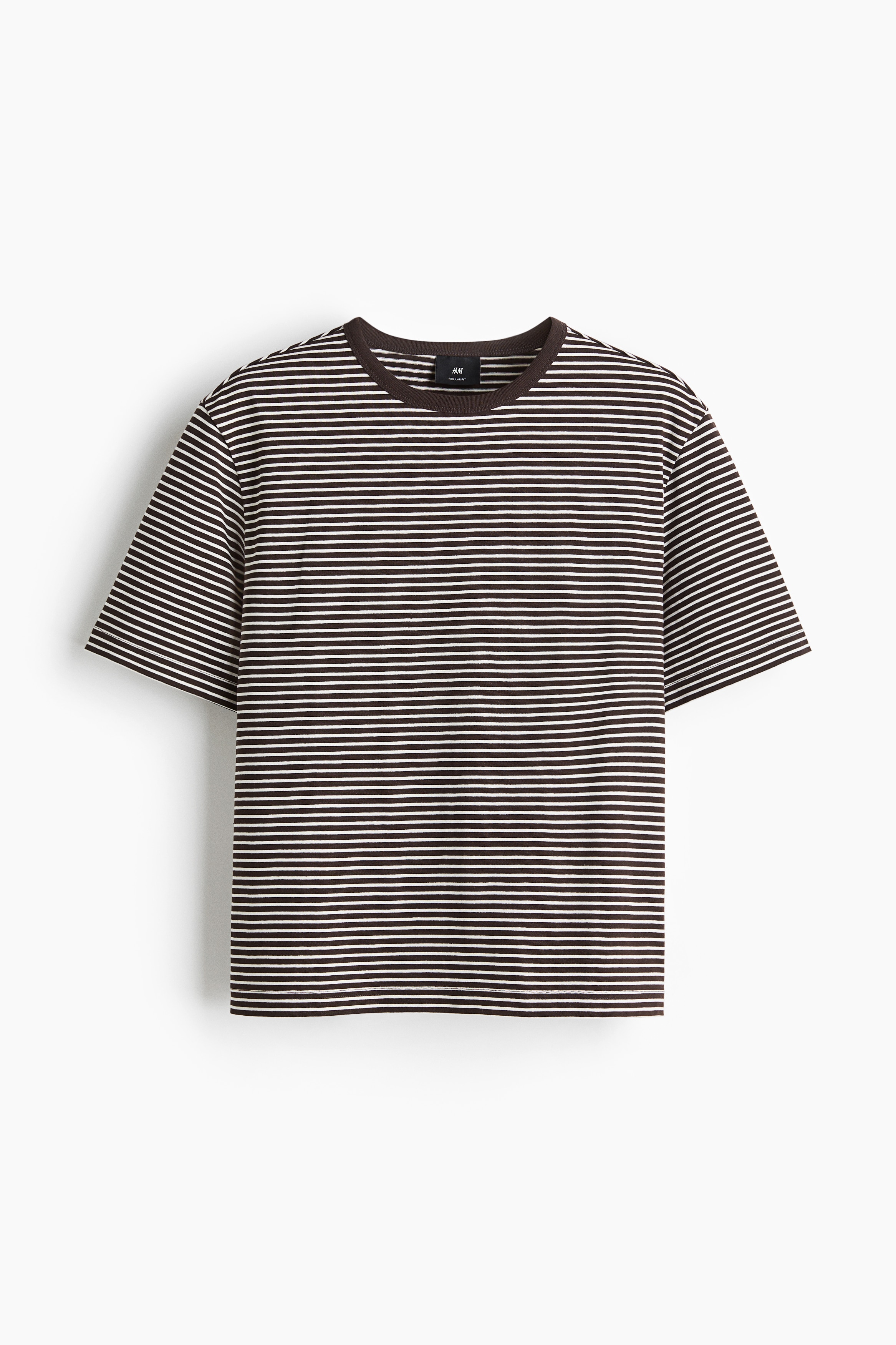 Regular Fit T-shirt - Brown/Striped/Cream