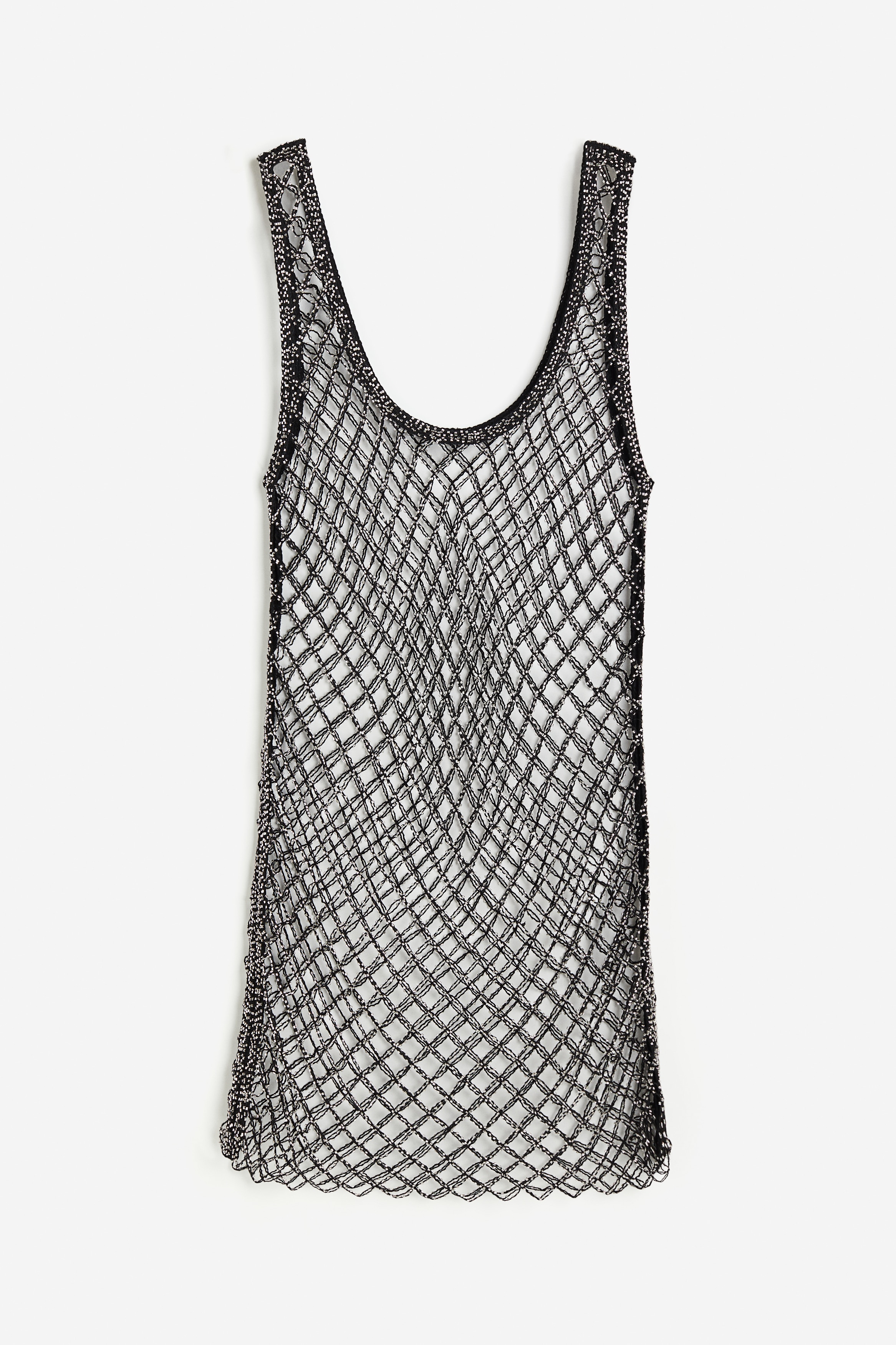 beaded fishnet top