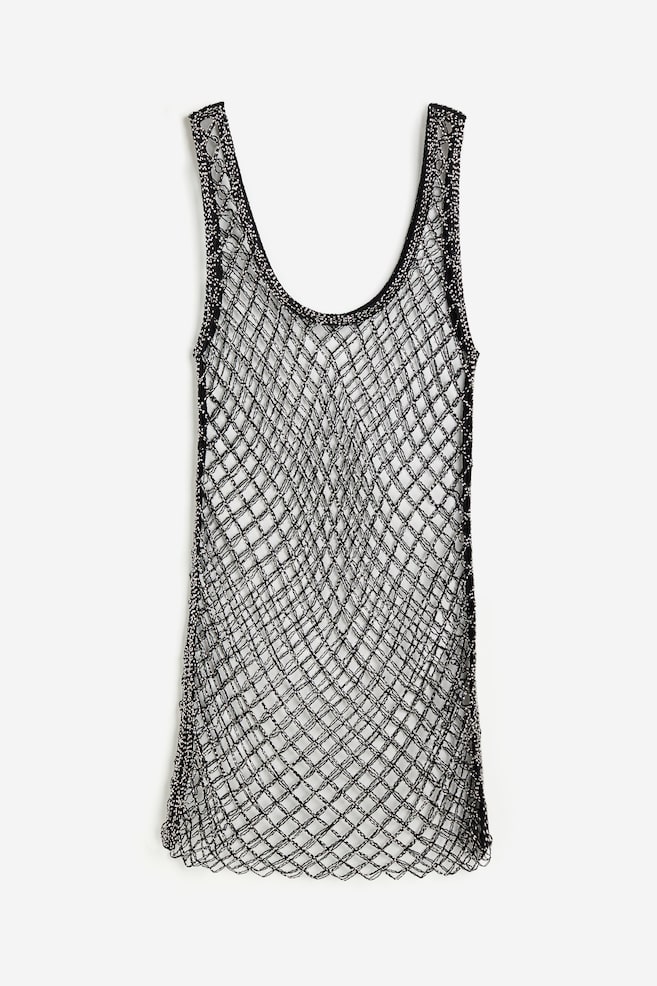 Beaded fishnet beach dress - Black/Silver-coloured - 2