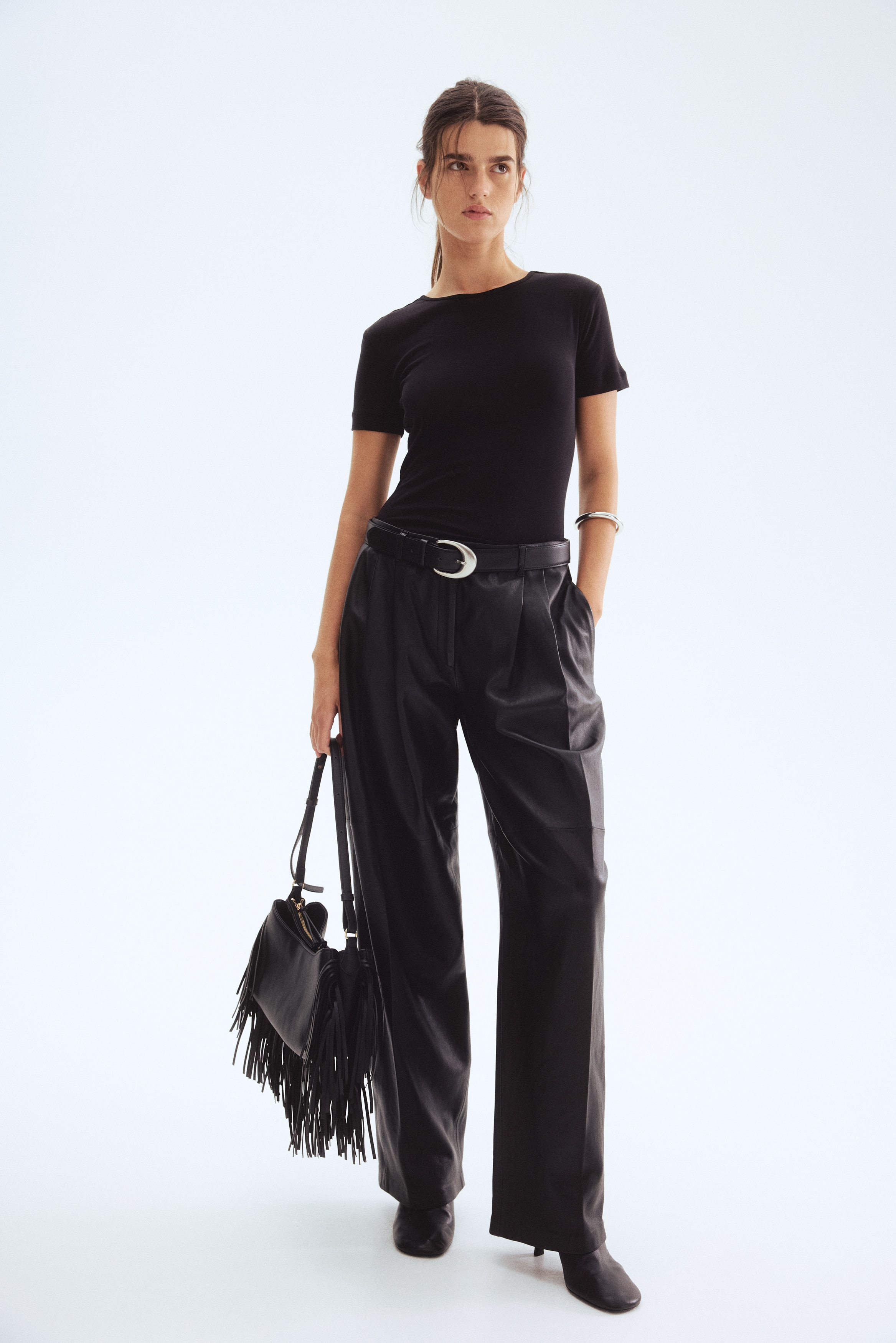 Dam - Svart T-shirt i pimabomull - Size: M  - H&M