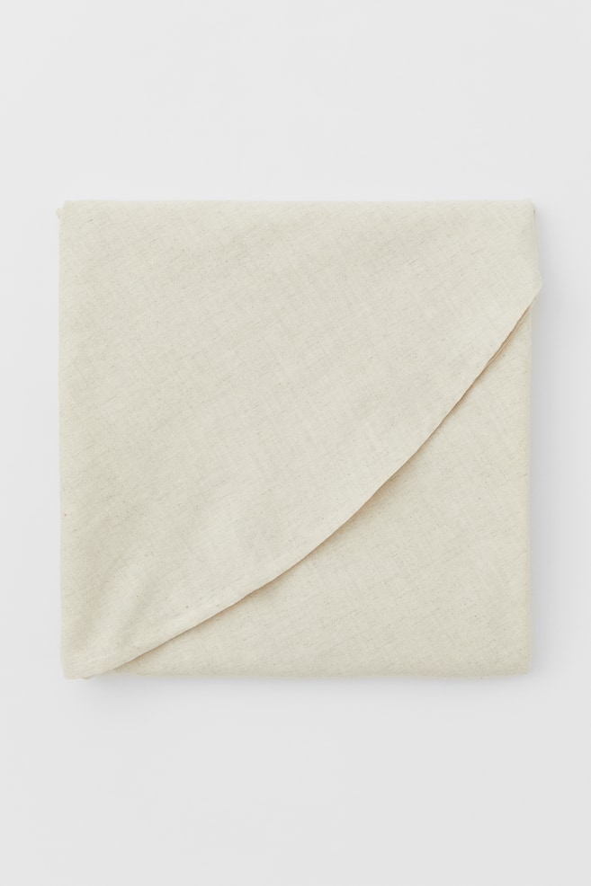 Round linen-blend tablecloth - Light beige/Grey marl/Beige marl - 1