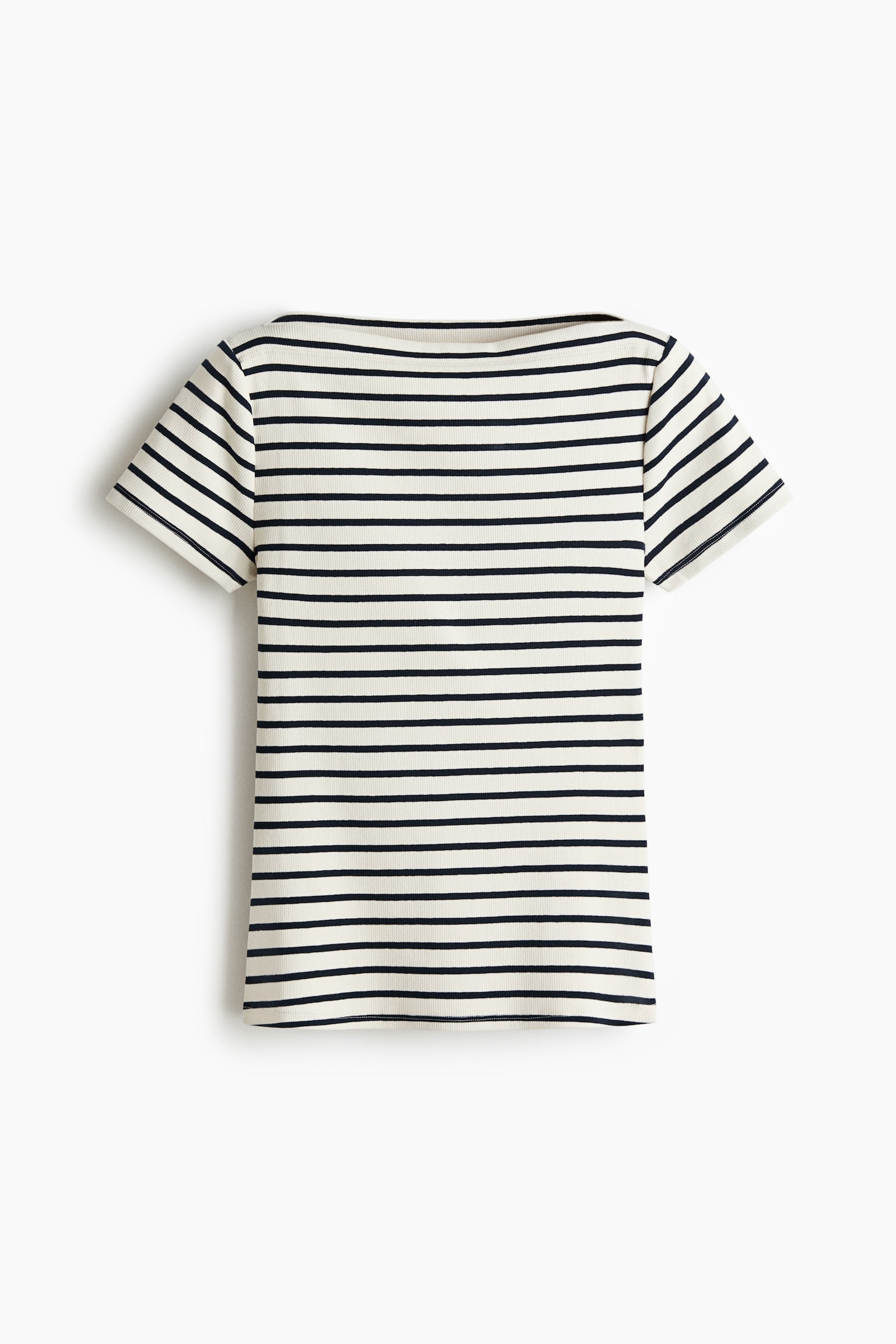 Top à encolure bateau en coton-Bleu marine/rayé - 2