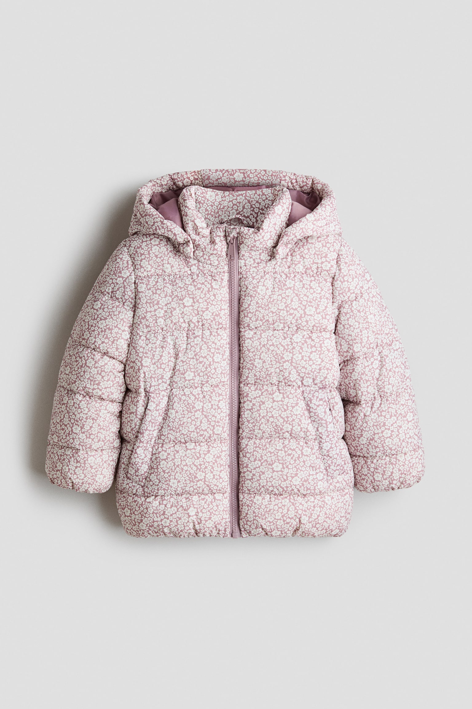 Water-repellent puffer jacket - Old rose/Floral