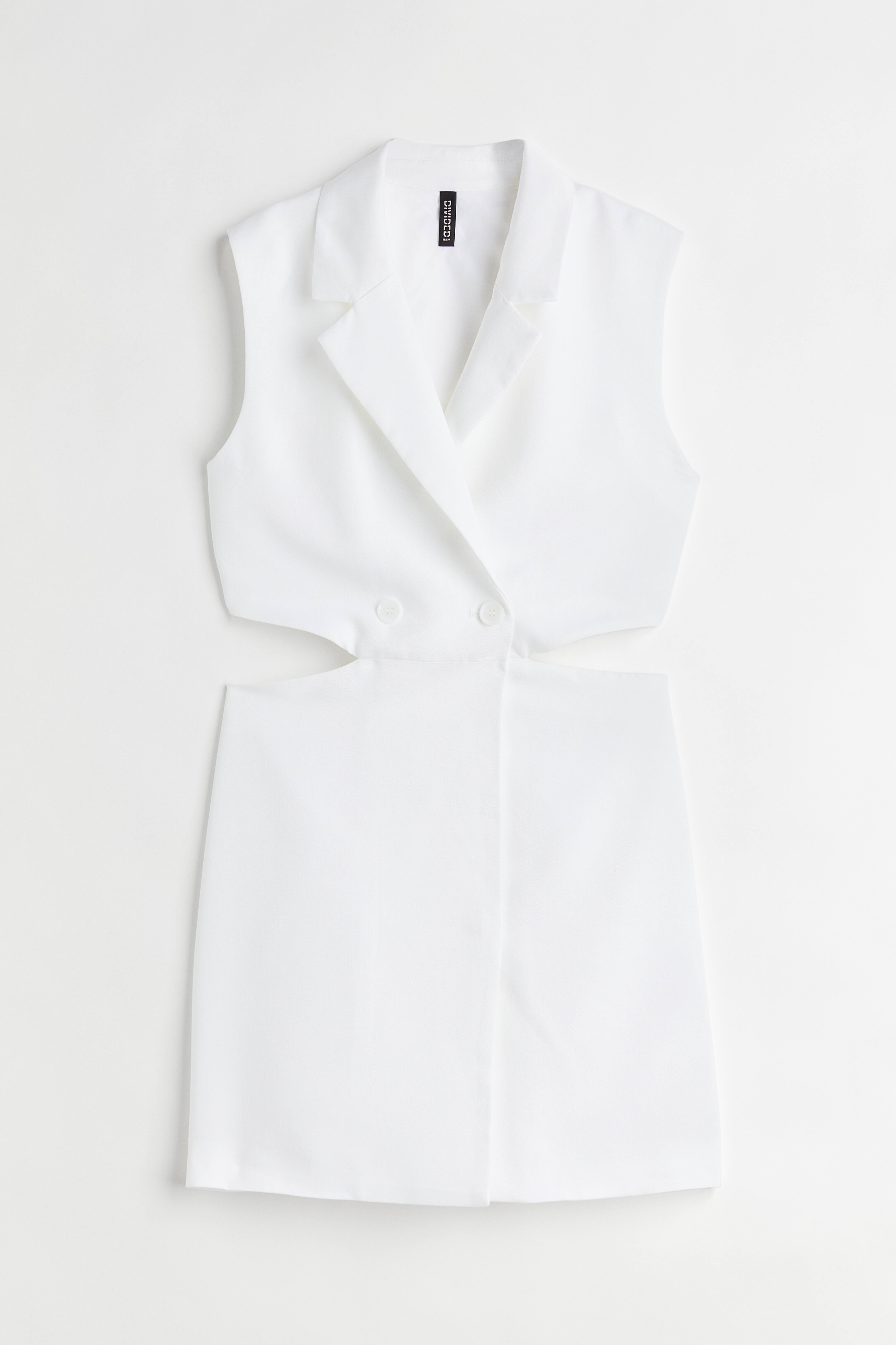 Sleeveless Cut-out Jacket Dress - Sleeveless - Short - White - Ladies | H&M  US