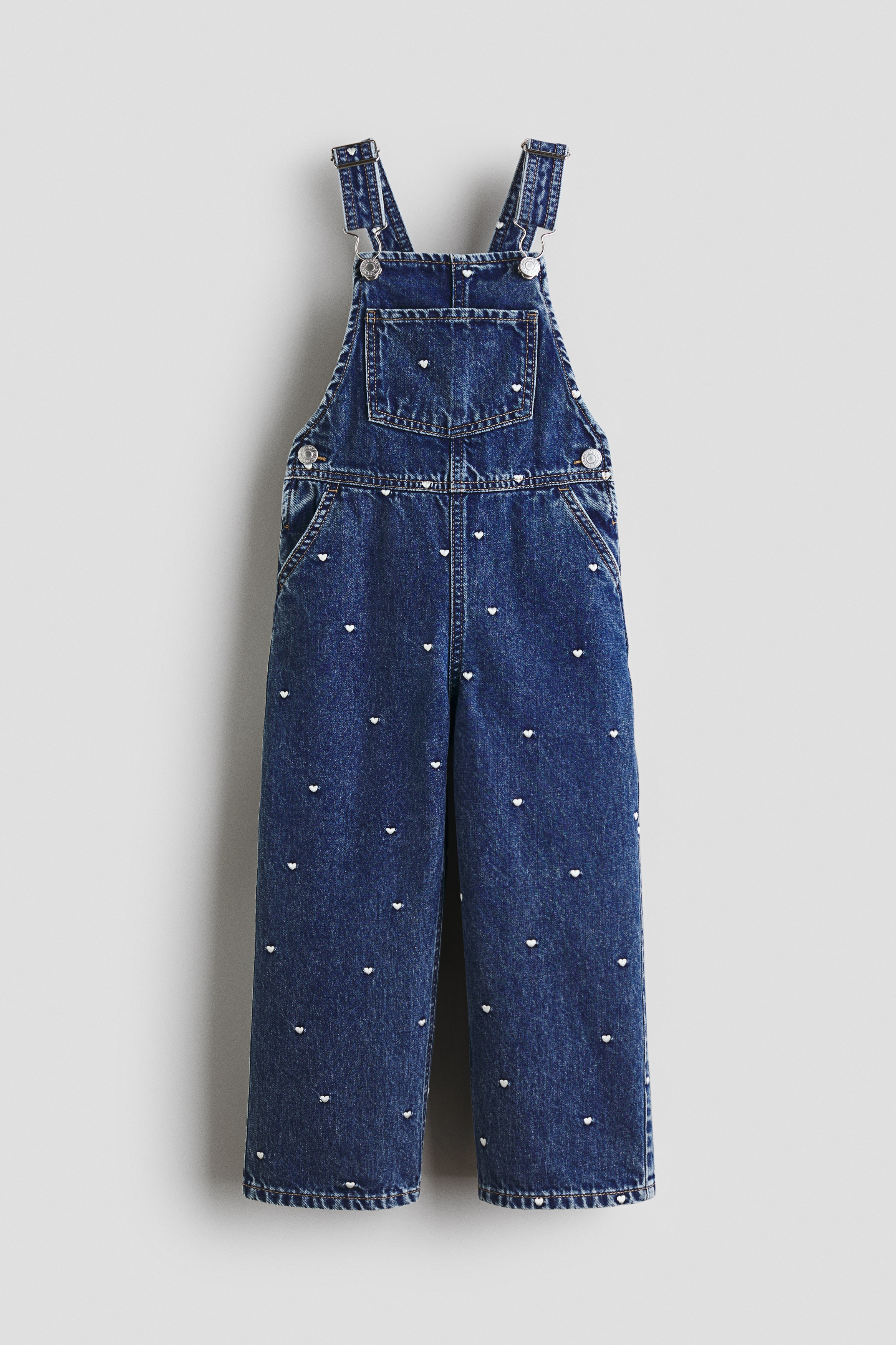 Patterned denim dungarees - Dark denim blue/Hearts
