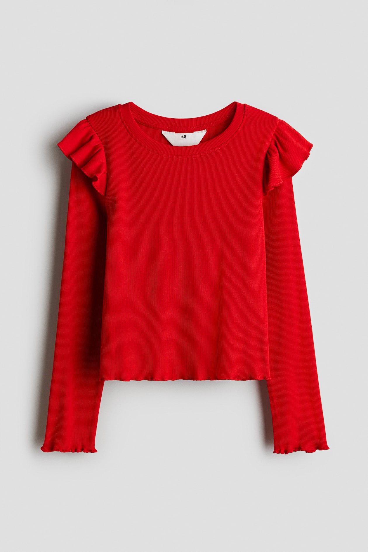 Red Ruffle-Trimmed Jersey Top for kids | H&M CA