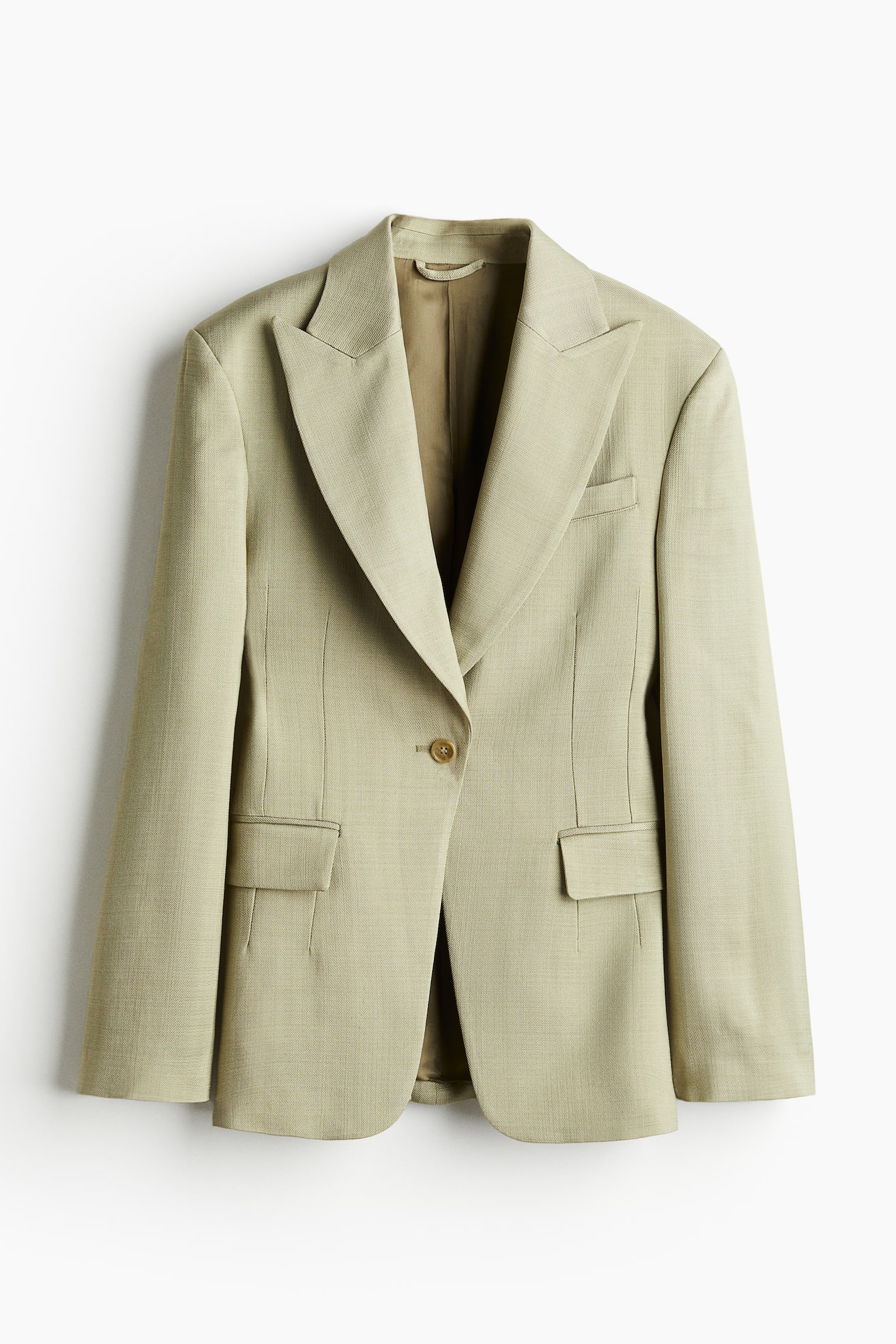 Single-button viscose blazer - Beige - 2